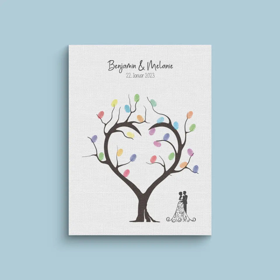 Fingerabdruck Herzbaum Hochzeit • Personalisiertes Gästebuch Poster mit Namen & Datum • Erinnerung an euren großen Tag