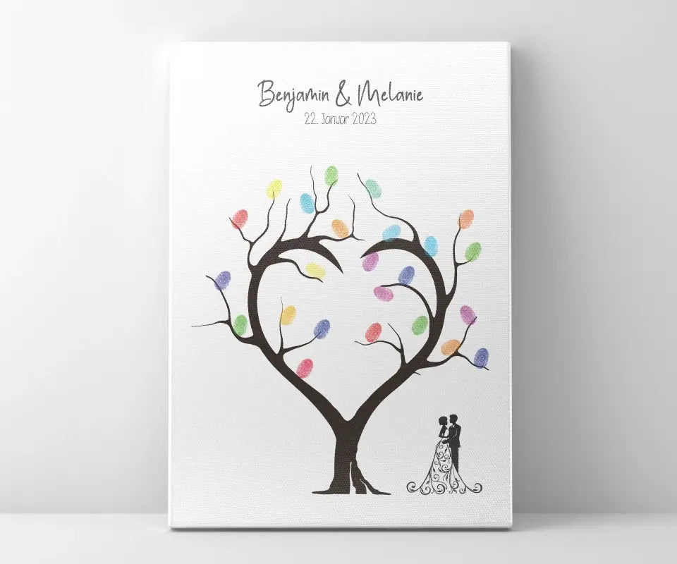Fingerabdruck Herzbaum Hochzeit • Personalisiertes Gästebuch Poster mit Namen & Datum • Erinnerung an euren großen Tag