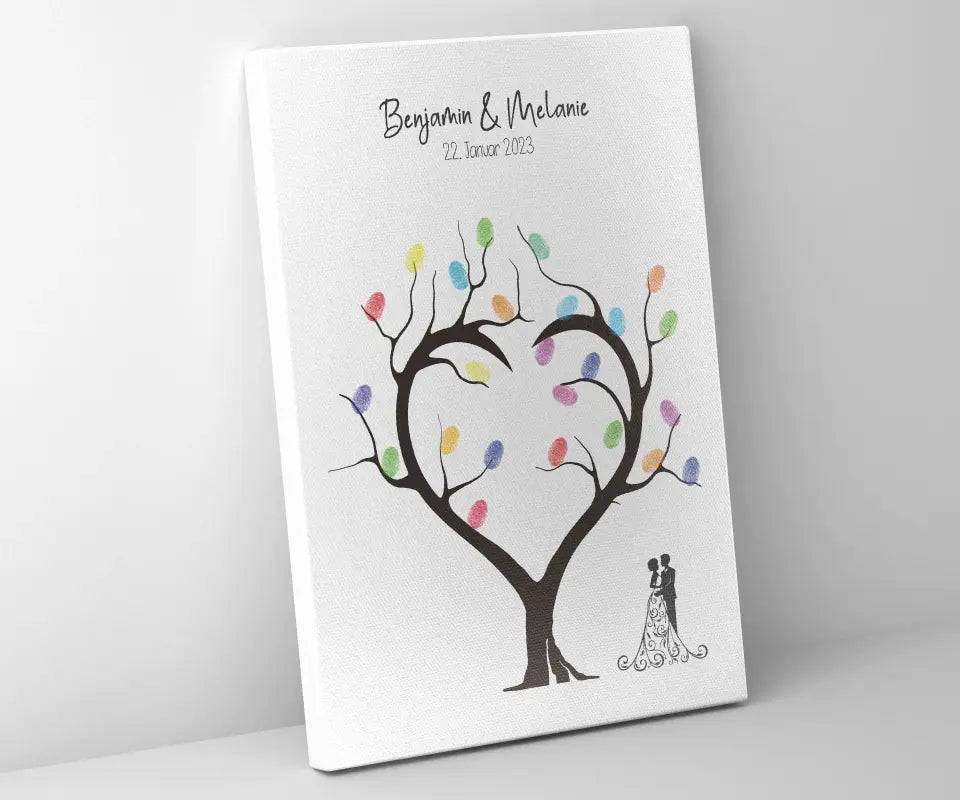 Fingerabdruck Herzbaum Hochzeit • Personalisiertes Gästebuch Poster mit Namen & Datum • Erinnerung an euren großen Tag