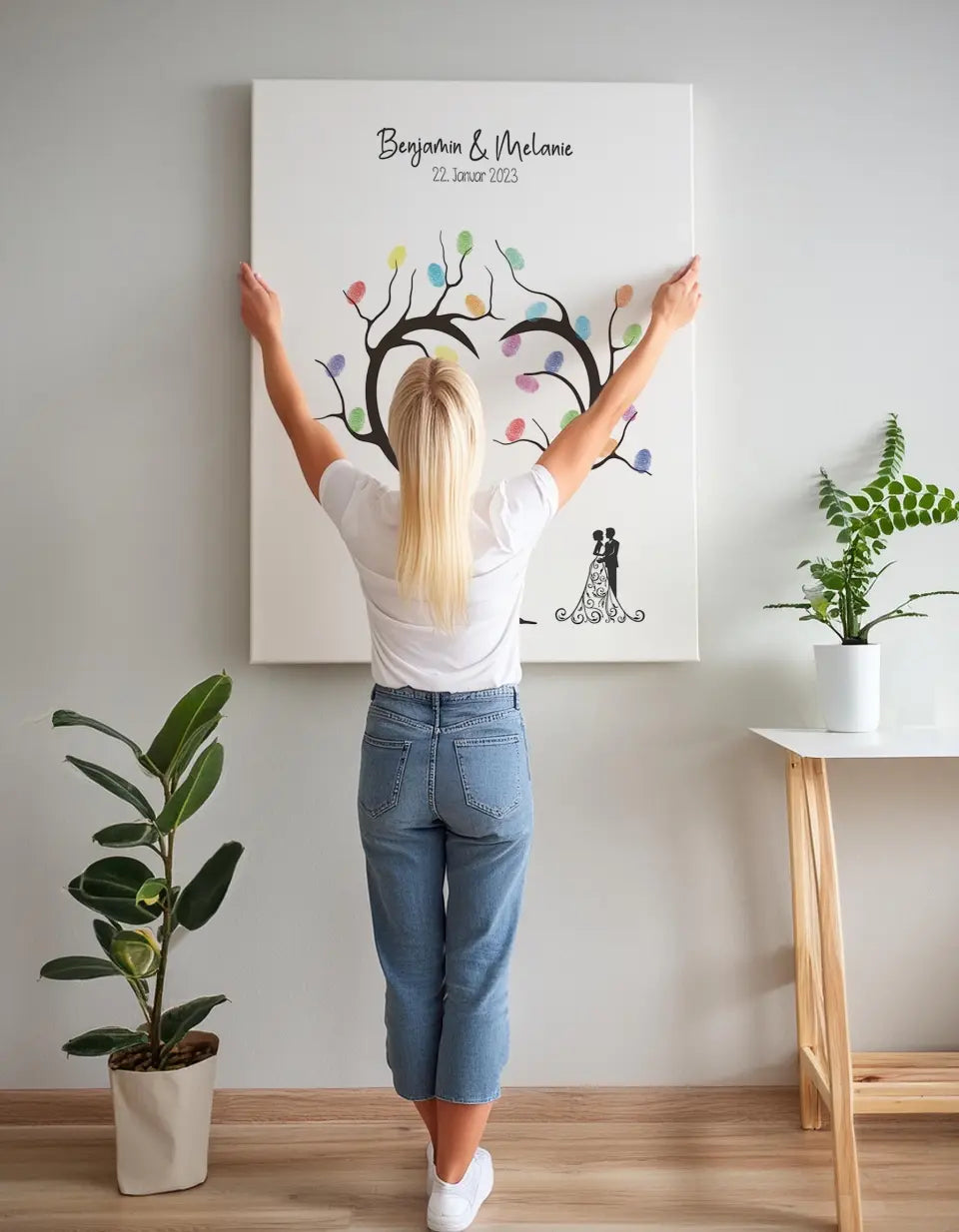 Fingerabdruck Herzbaum Hochzeit • Personalisiertes Gästebuch Poster mit Namen & Datum • Erinnerung an euren großen Tag