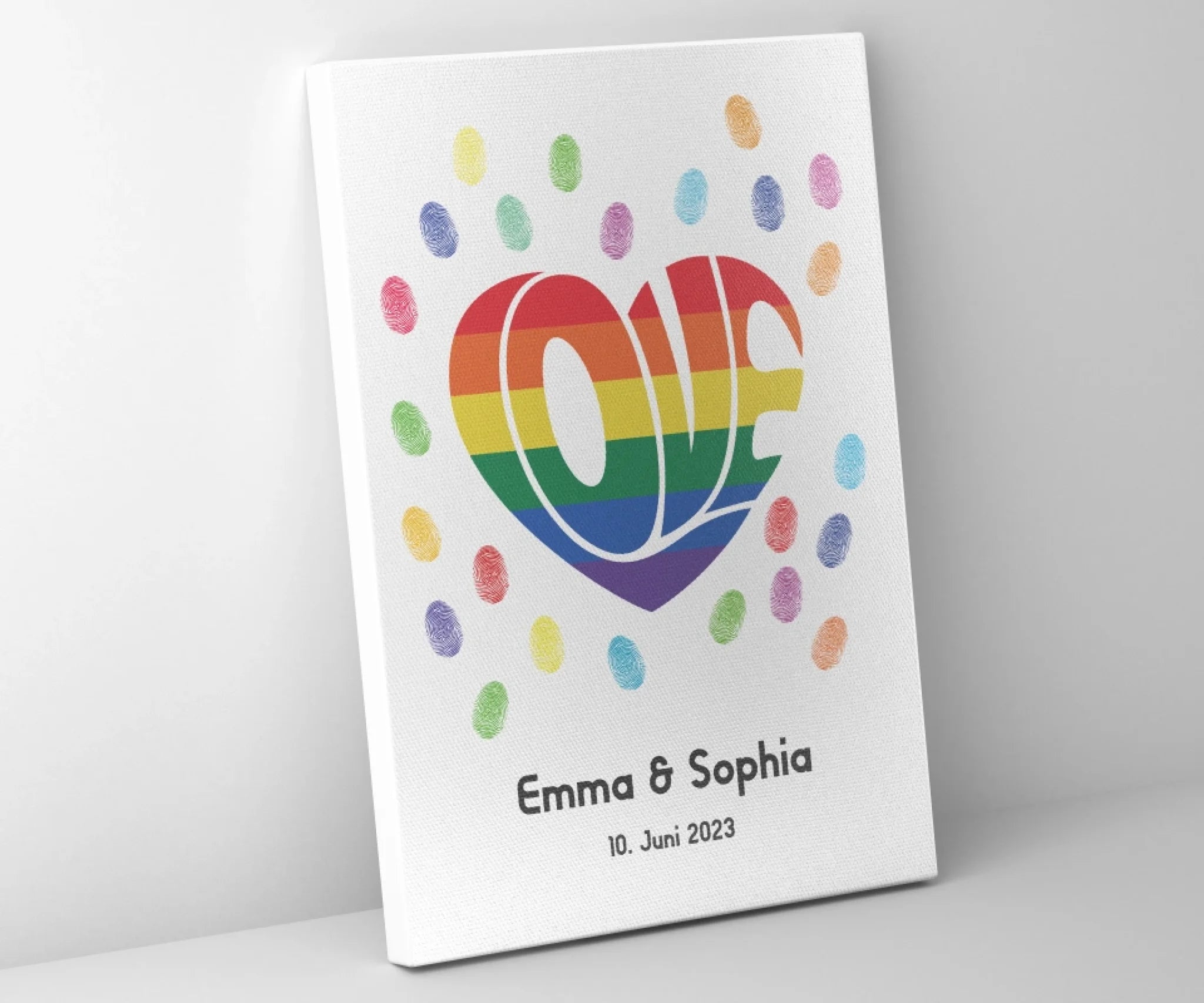Fingerabdruck Gästebuch zur LGBTQ+ Hochzeit • Personalisiertes Gästebuch für gleichgeschlechtliches Paar • Liebe ist Liebe