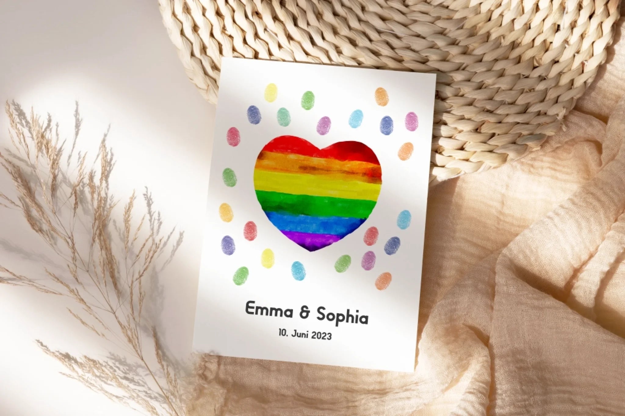 Fingerabdruck Gästebuch zur LGBTQ+ Hochzeit • Personalisiertes Gästebuch für gleichgeschlechtliches Paar • Liebe ist Liebe