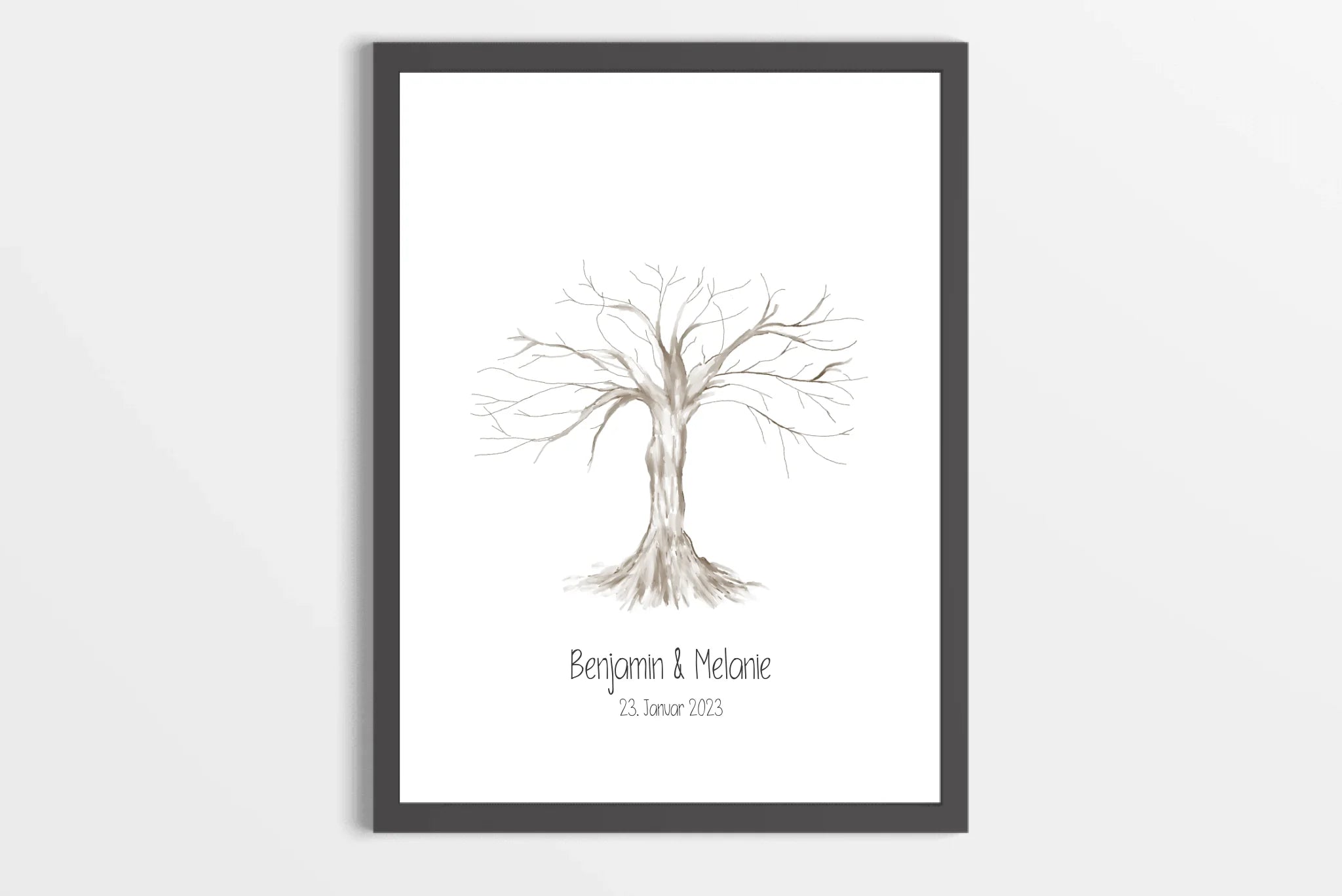 Fingerabdruck Baum zur Hochzeit • Personalisiertes Gästebuch mit Namen und Datum • Individuelles Hochzeitsbild als Erinnerung