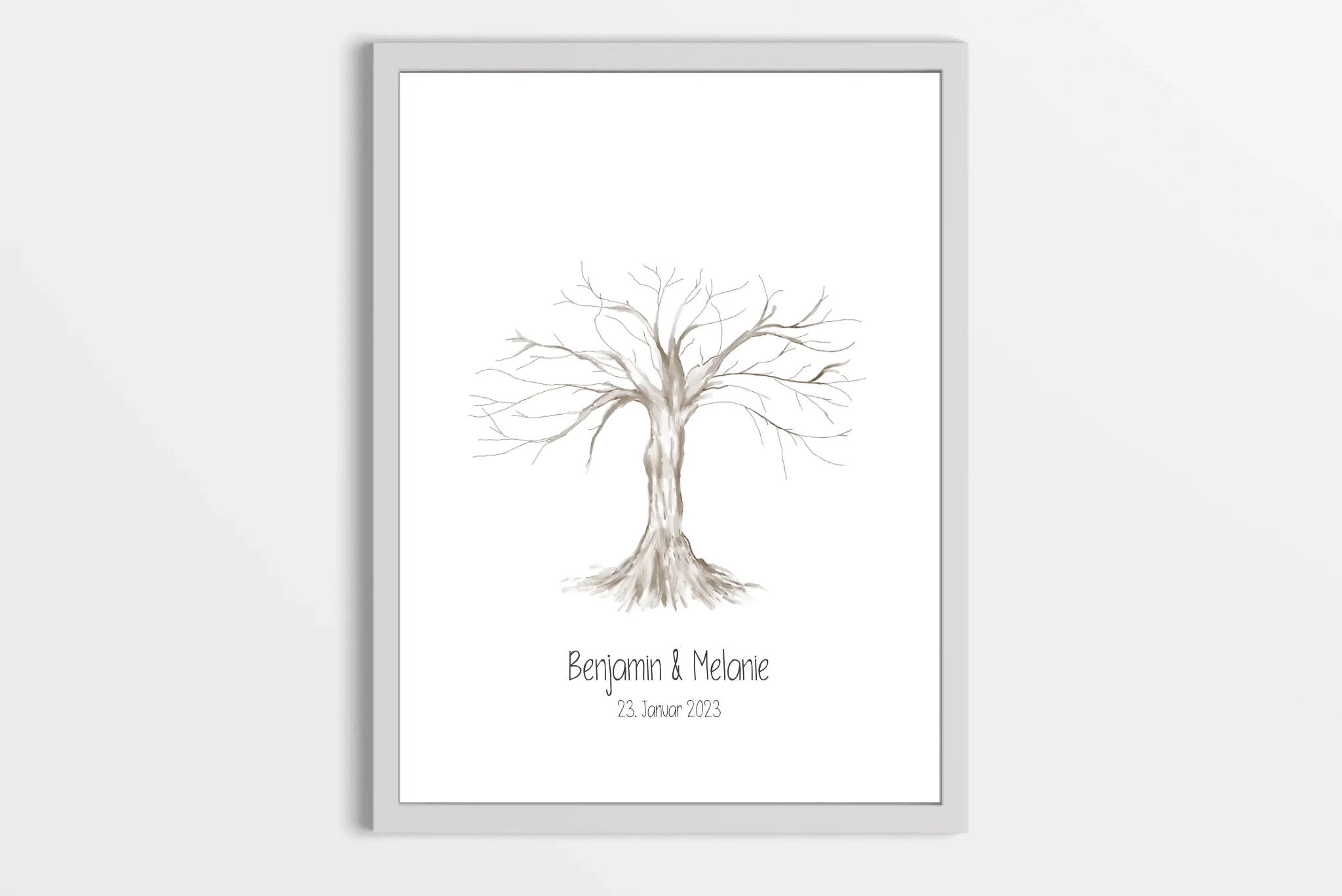 Fingerabdruck Baum zur Hochzeit • Personalisiertes Gästebuch mit Namen und Datum • Individuelles Hochzeitsbild als Erinnerung