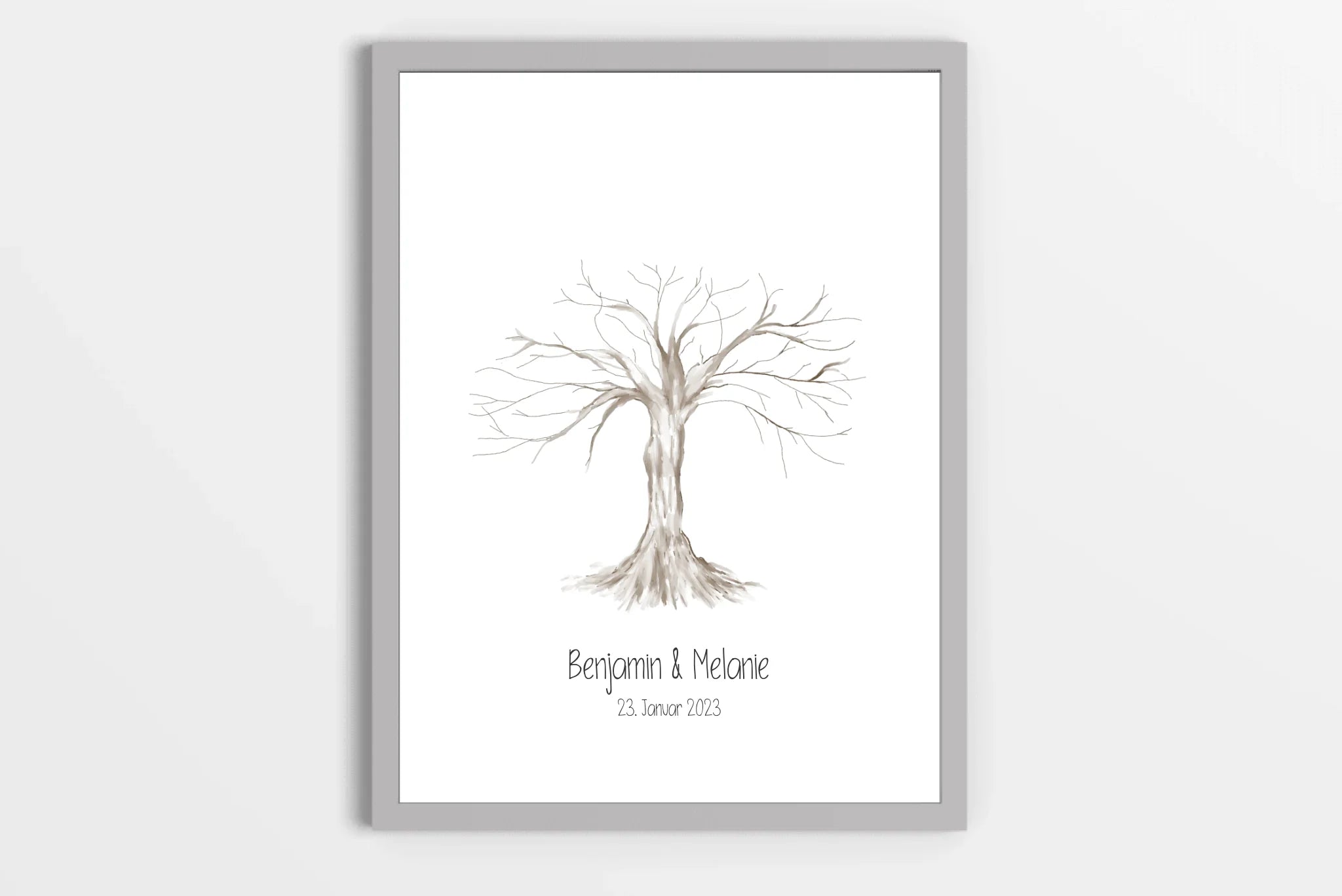 Fingerabdruck Baum zur Hochzeit • Personalisiertes Gästebuch mit Namen und Datum • Individuelles Hochzeitsbild als Erinnerung