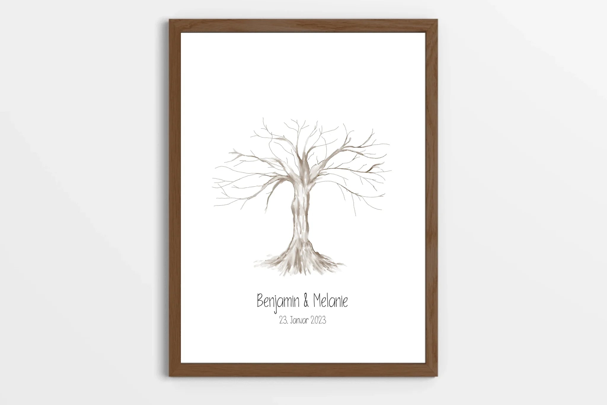 Fingerabdruck Baum zur Hochzeit • Personalisiertes Gästebuch mit Namen und Datum • Individuelles Hochzeitsbild als Erinnerung