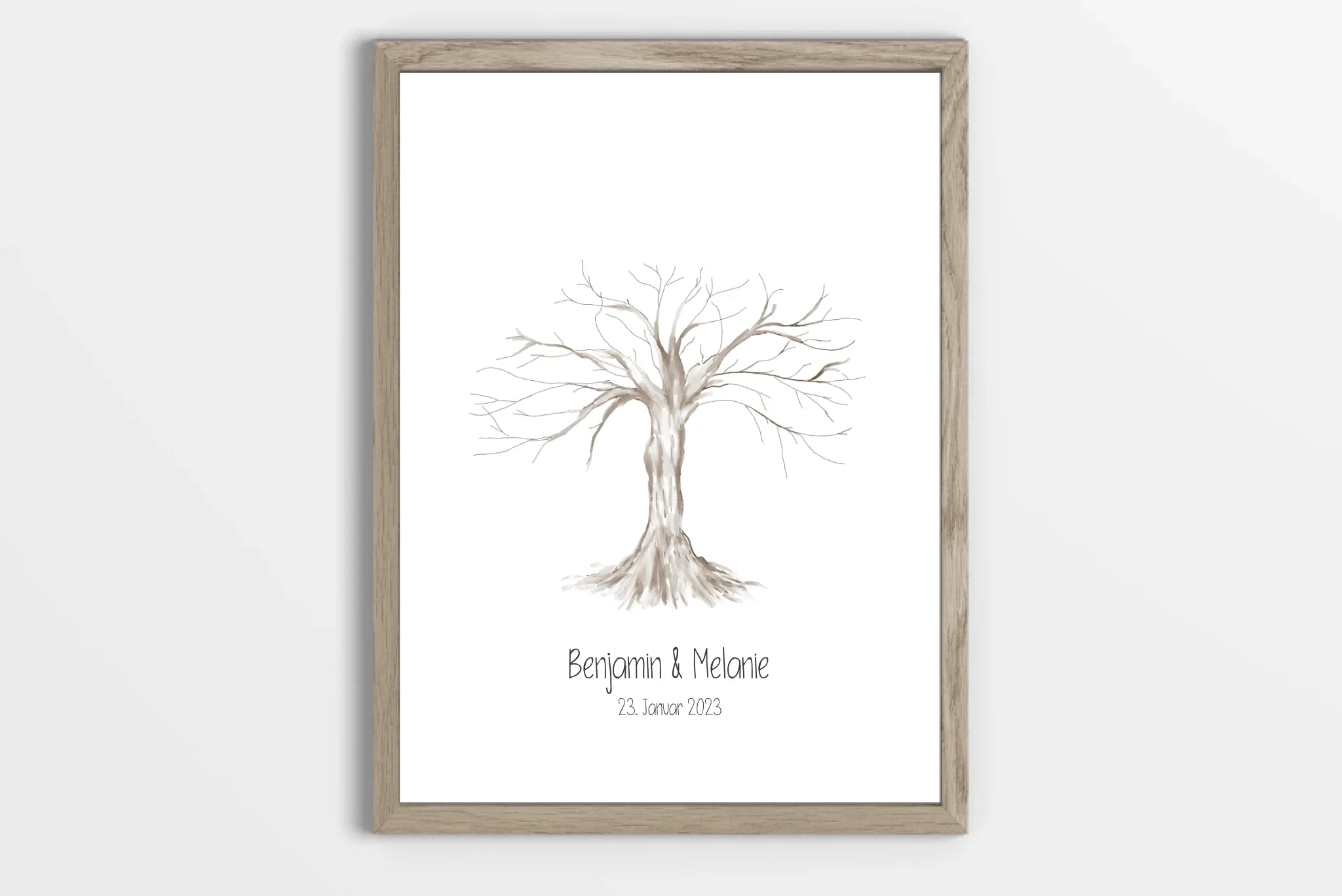 Fingerabdruck Baum zur Hochzeit • Personalisiertes Gästebuch mit Namen und Datum • Individuelles Hochzeitsbild als Erinnerung
