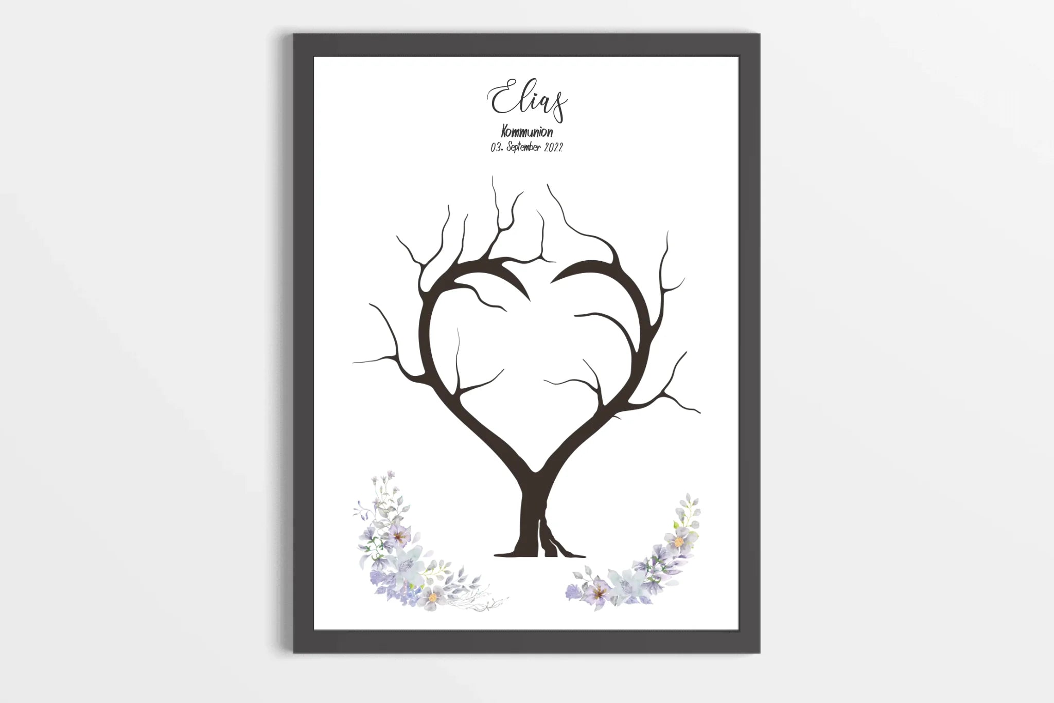 Fingerabdruck Herzbaum Gästebuch • Personalisiertes Poster zur Kommunion & Konfirmation • Liebevolle Erinnerung für Taufe und Familienfeiern