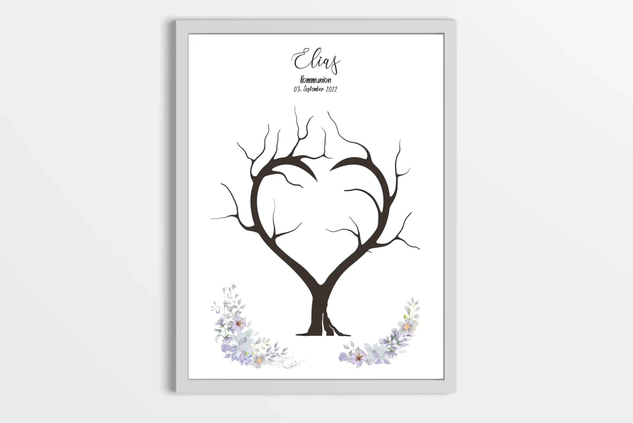 Fingerabdruck Herzbaum Gästebuch • Personalisiertes Poster zur Kommunion & Konfirmation • Liebevolle Erinnerung für Taufe und Familienfeiern