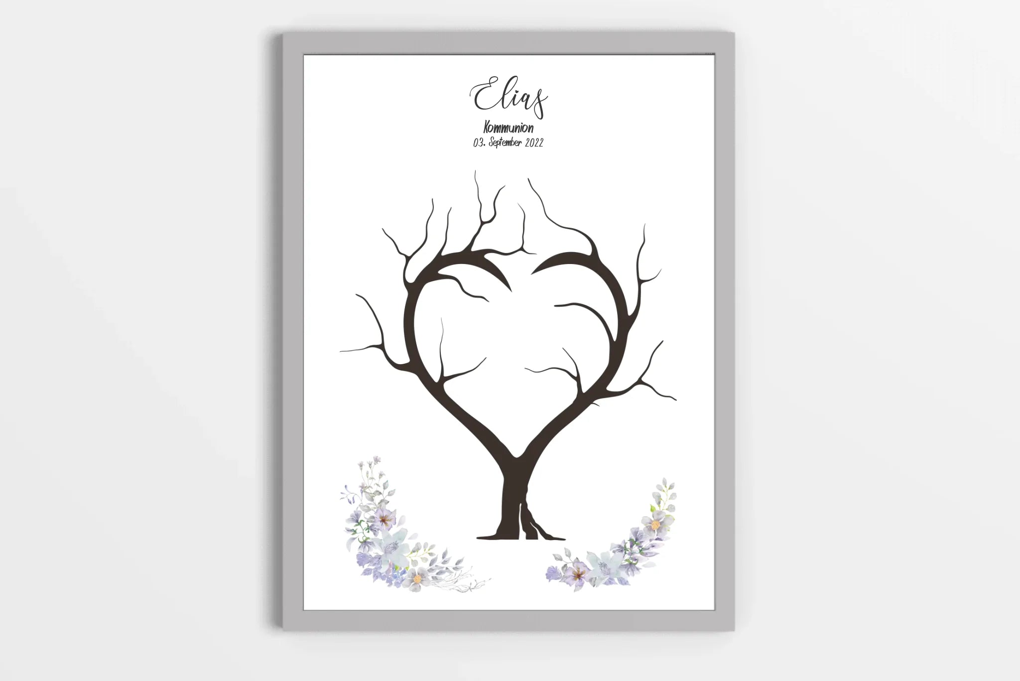 Fingerabdruck Herzbaum Gästebuch • Personalisiertes Poster zur Kommunion & Konfirmation • Liebevolle Erinnerung für Taufe und Familienfeiern