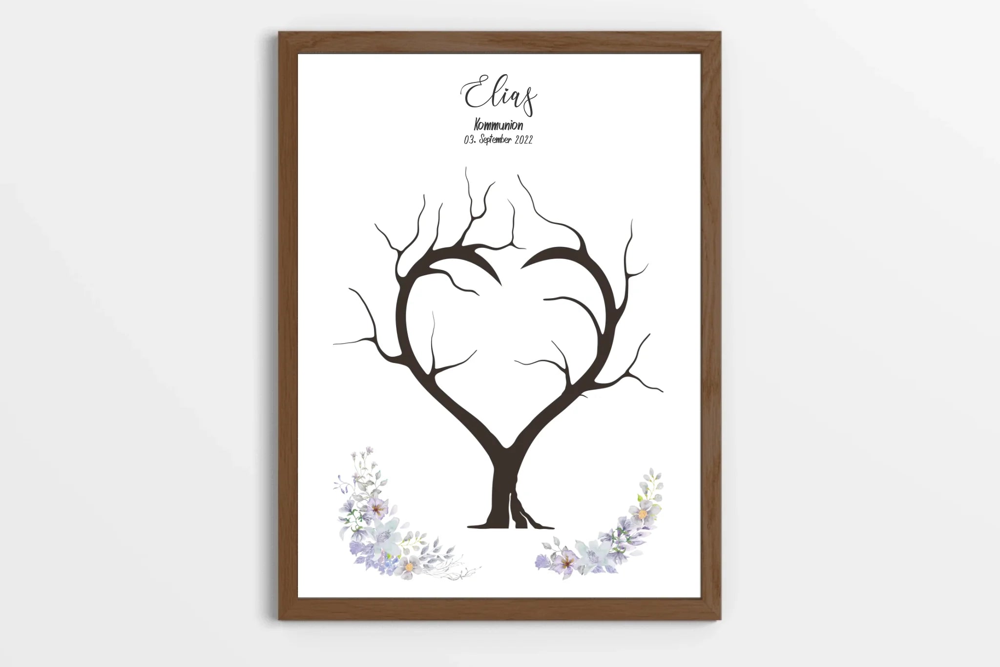 Fingerabdruck Herzbaum Gästebuch • Personalisiertes Poster zur Kommunion & Konfirmation • Liebevolle Erinnerung für Taufe und Familienfeiern