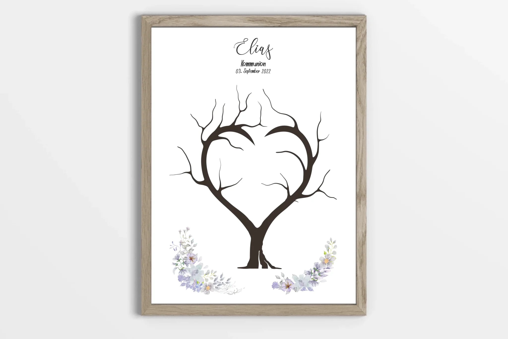 Fingerabdruck Herzbaum Gästebuch • Personalisiertes Poster zur Kommunion & Konfirmation • Liebevolle Erinnerung für Taufe und Familienfeiern