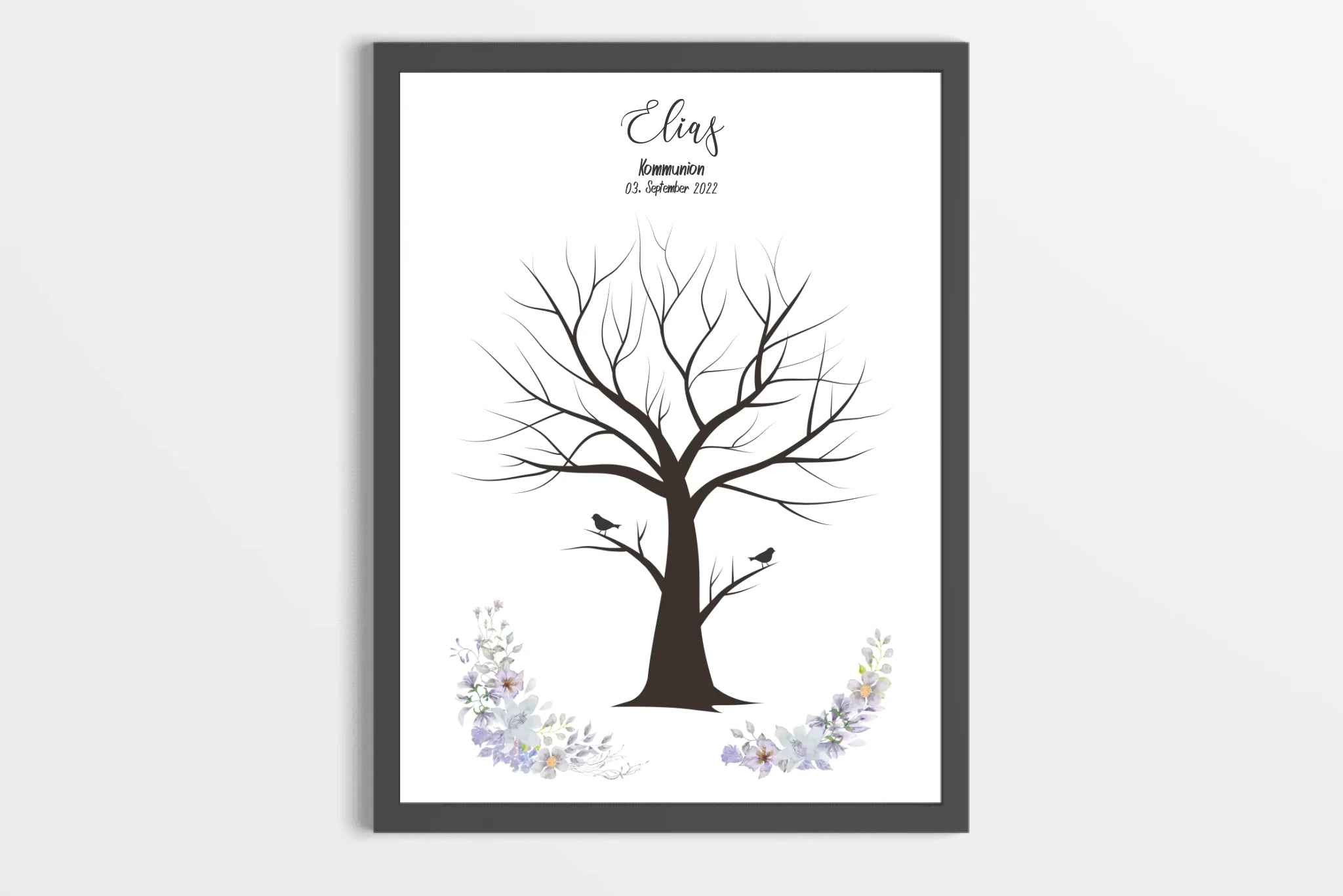 Fingerabdruck Herzbaum Gästebuch • Personalisiertes Poster zur Kommunion & Konfirmation • Liebevolle Erinnerung für Taufe und Familienfeiern