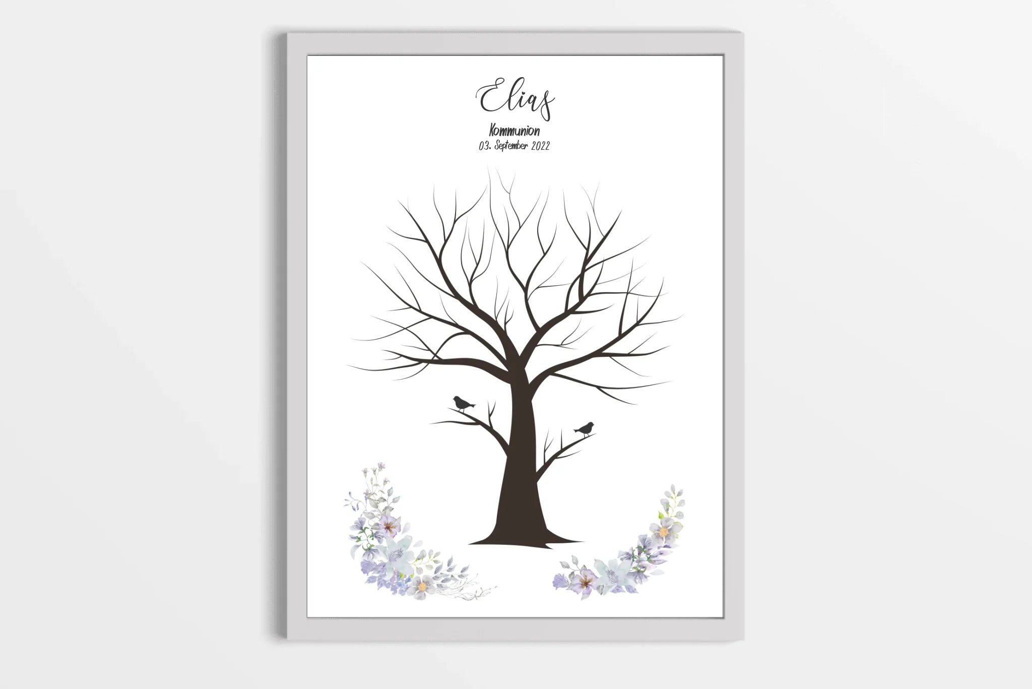 Fingerabdruck Herzbaum Gästebuch • Personalisiertes Poster zur Kommunion & Konfirmation • Liebevolle Erinnerung für Taufe und Familienfeiern