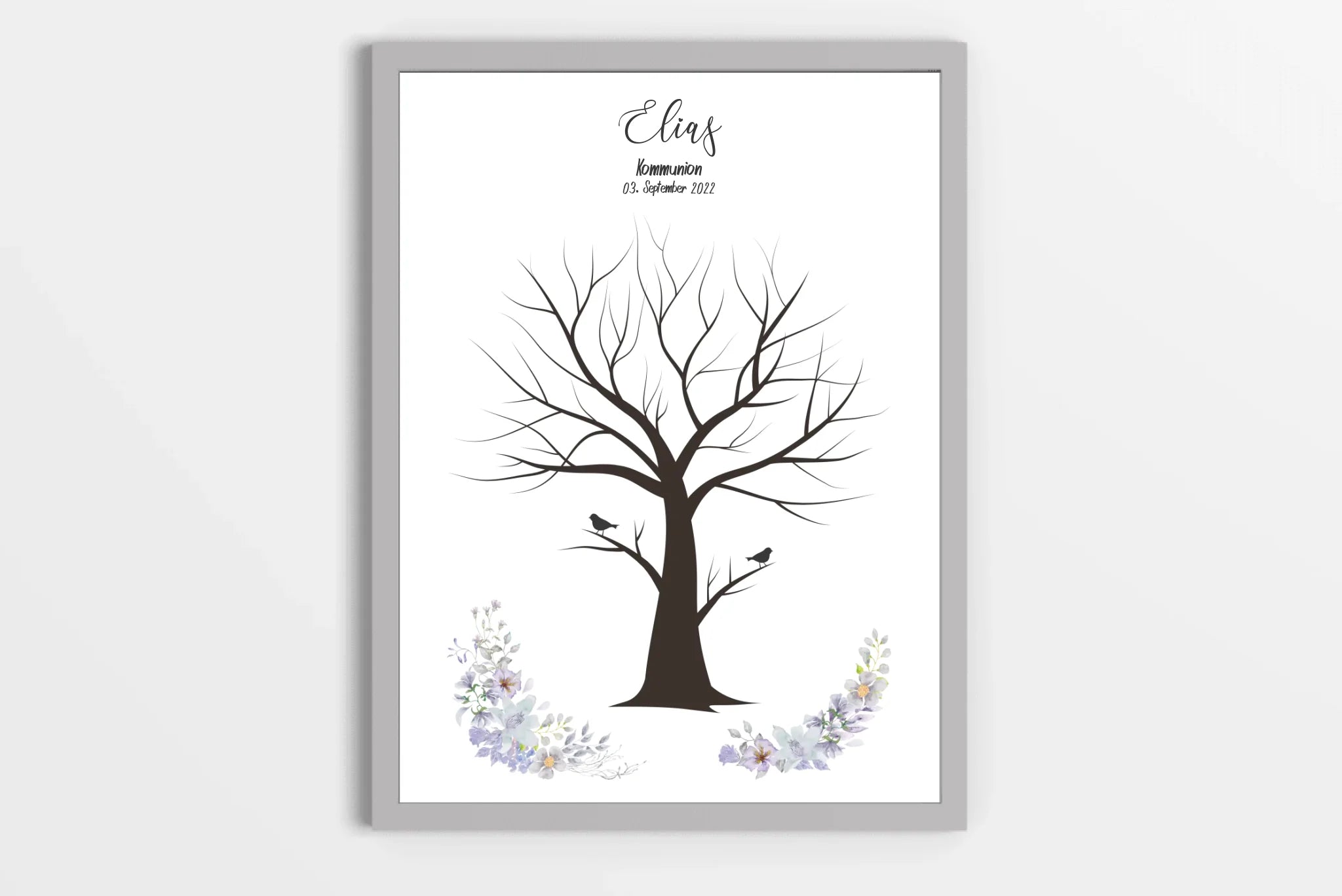 Fingerabdruck Herzbaum Gästebuch • Personalisiertes Poster zur Kommunion & Konfirmation • Liebevolle Erinnerung für Taufe und Familienfeiern