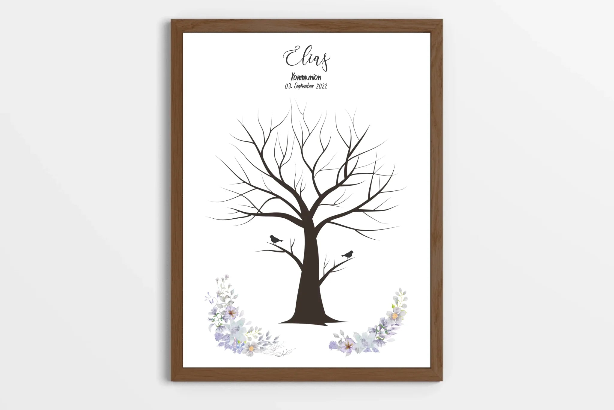 Fingerabdruck Herzbaum Gästebuch • Personalisiertes Poster zur Kommunion & Konfirmation • Liebevolle Erinnerung für Taufe und Familienfeiern