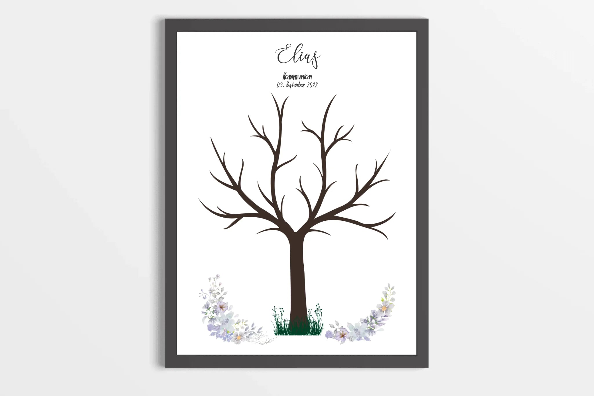 Fingerabdruck Baum Gästebuch zur Kommunion & Konfirmation • Personalisiertes Poster für Taufe • Erinnerung für Kinder und Familie