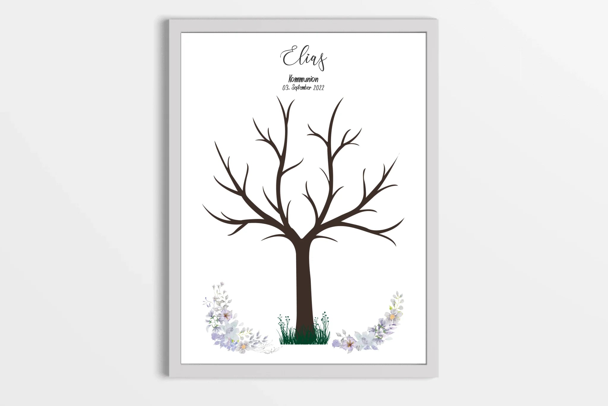 Fingerabdruck Baum Gästebuch zur Kommunion & Konfirmation • Personalisiertes Poster für Taufe • Erinnerung für Kinder und Familie