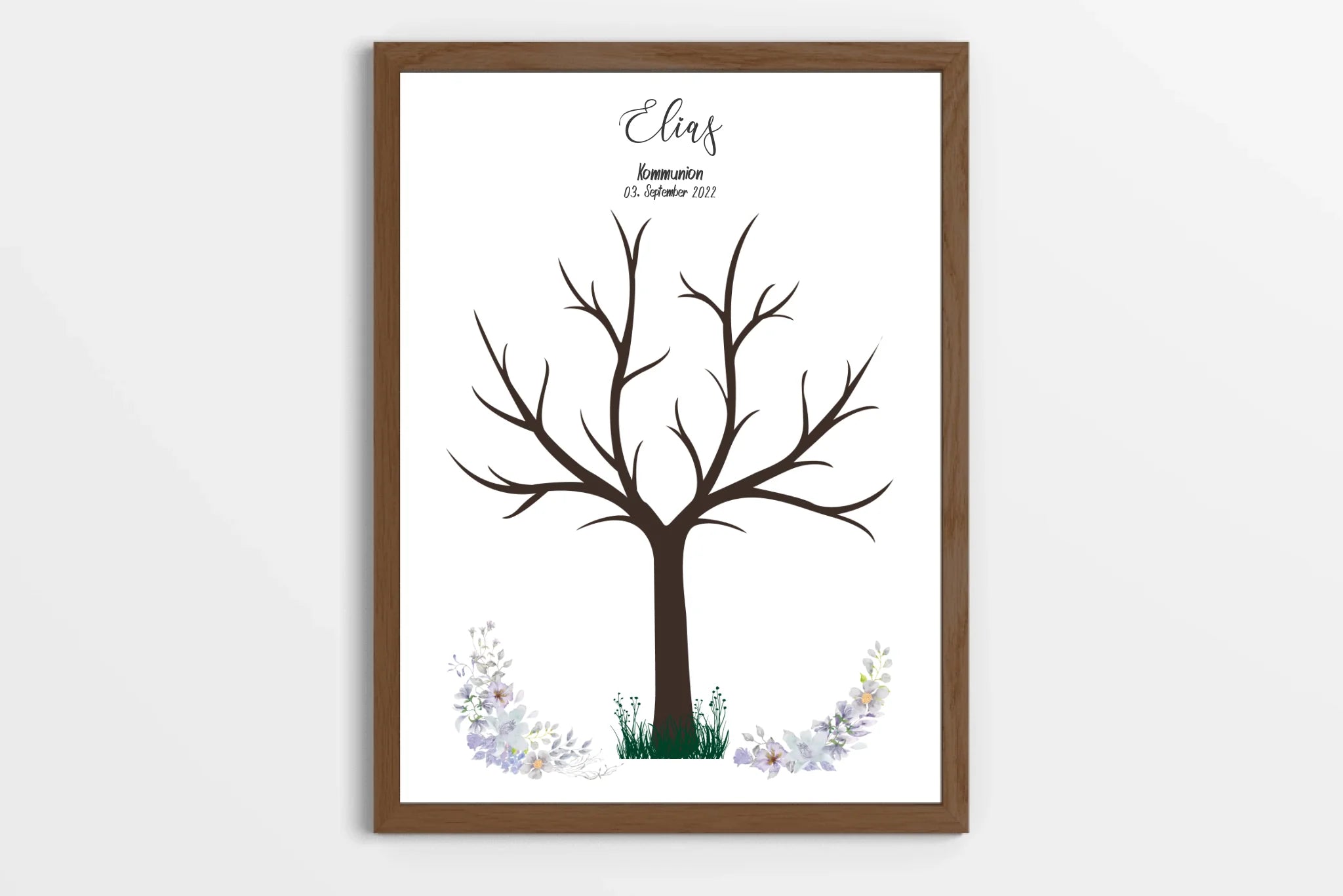 Fingerabdruck Baum Gästebuch zur Kommunion & Konfirmation • Personalisiertes Poster für Taufe • Erinnerung für Kinder und Familie