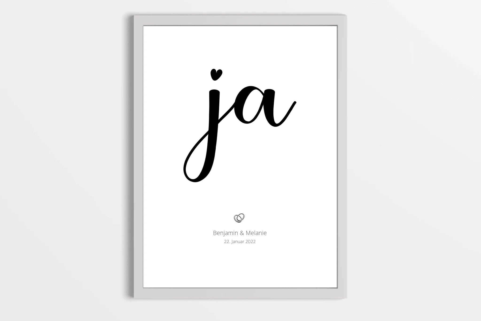 Hochzeitsposter mit Ja Motiv • Personalisiertes Erinnerungsbild mit Namen und Datum • Geschenk zur Trauung oder Hochzeitsdekoration