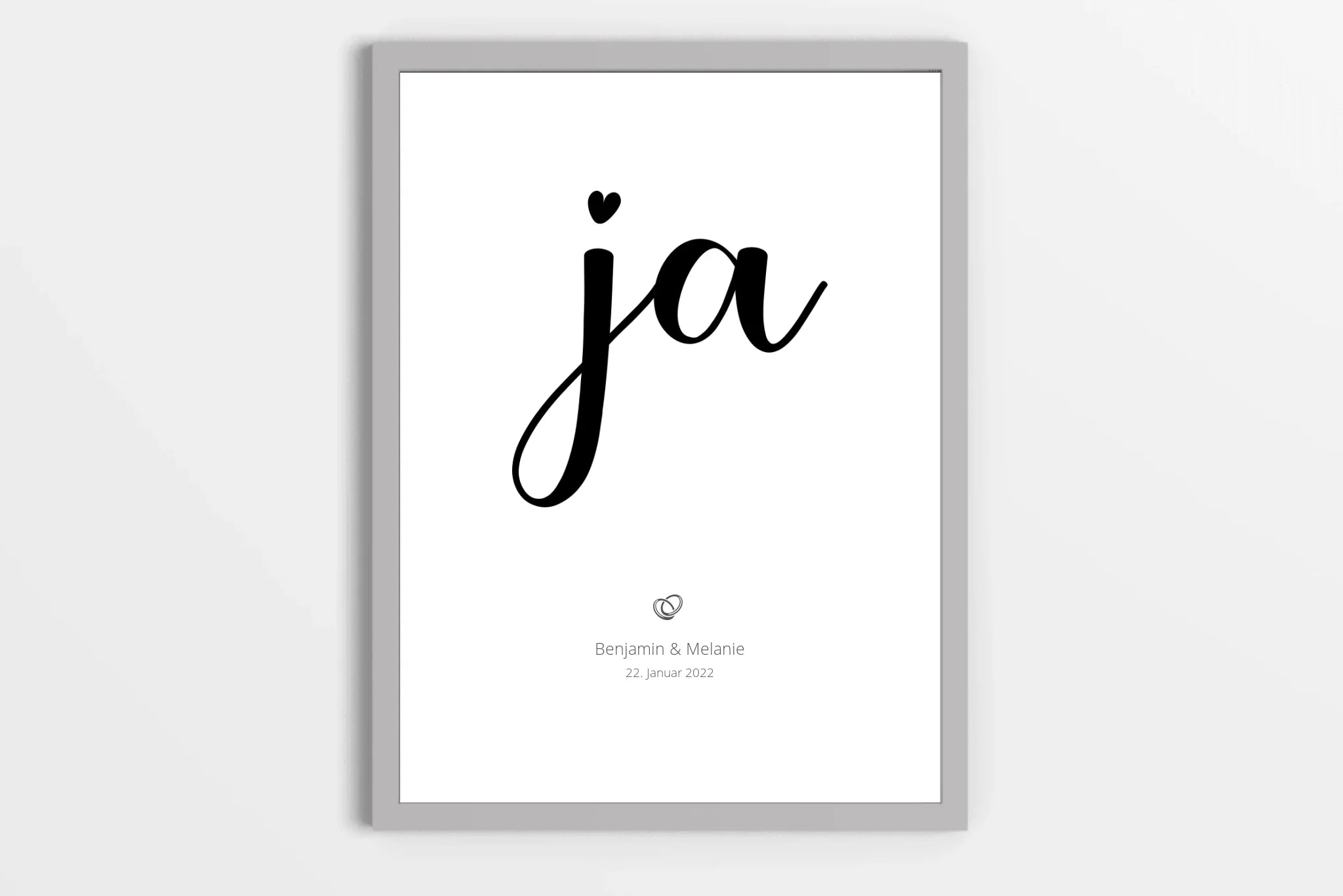 Hochzeitsposter mit Ja Motiv • Personalisiertes Erinnerungsbild mit Namen und Datum • Geschenk zur Trauung oder Hochzeitsdekoration