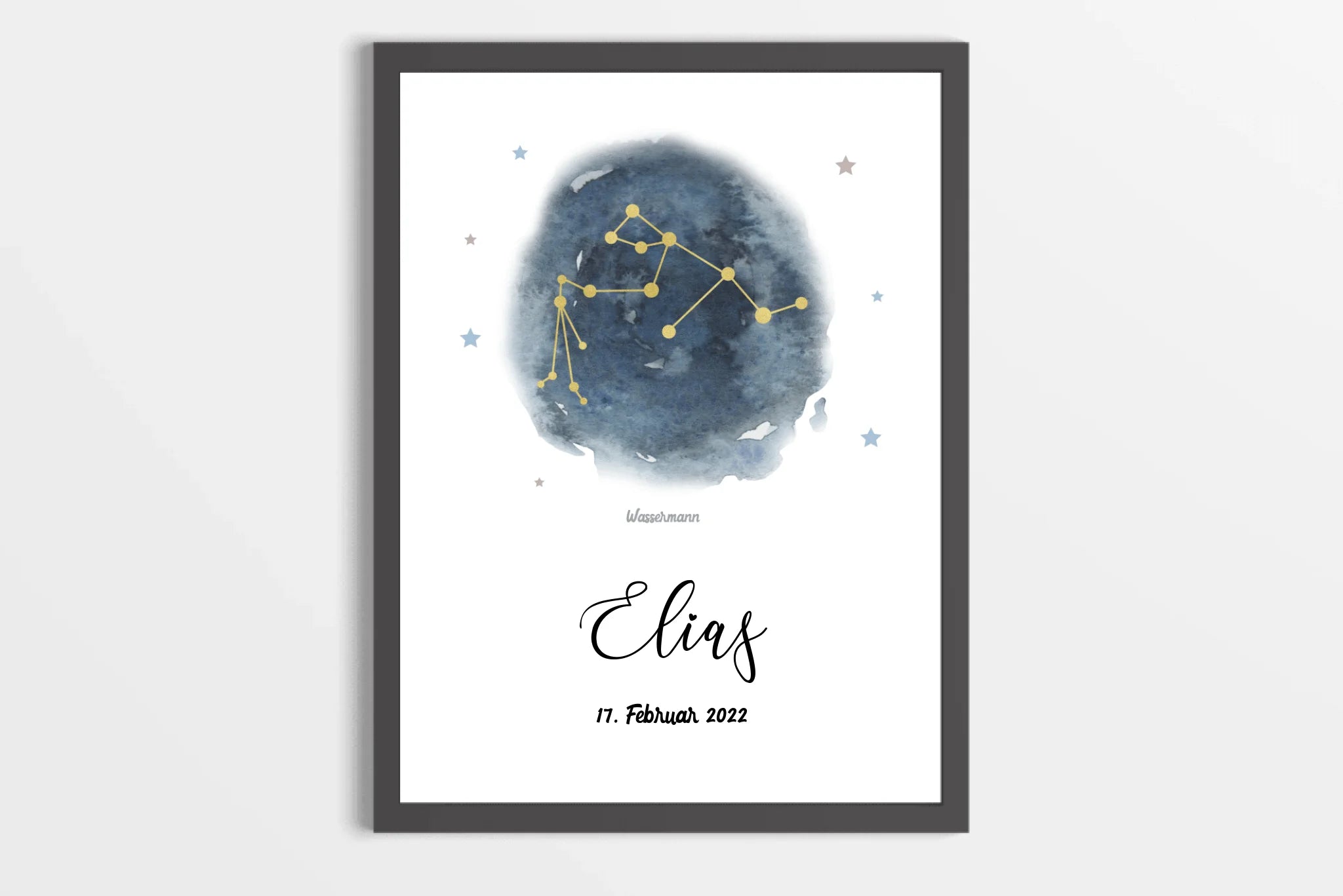 Personalisiertes Sternzeichen Bild zur Geburt • Sternbild Poster mit Name und Datum • Geschenk fürs Baby und moderne Kinderzimmer Deko
