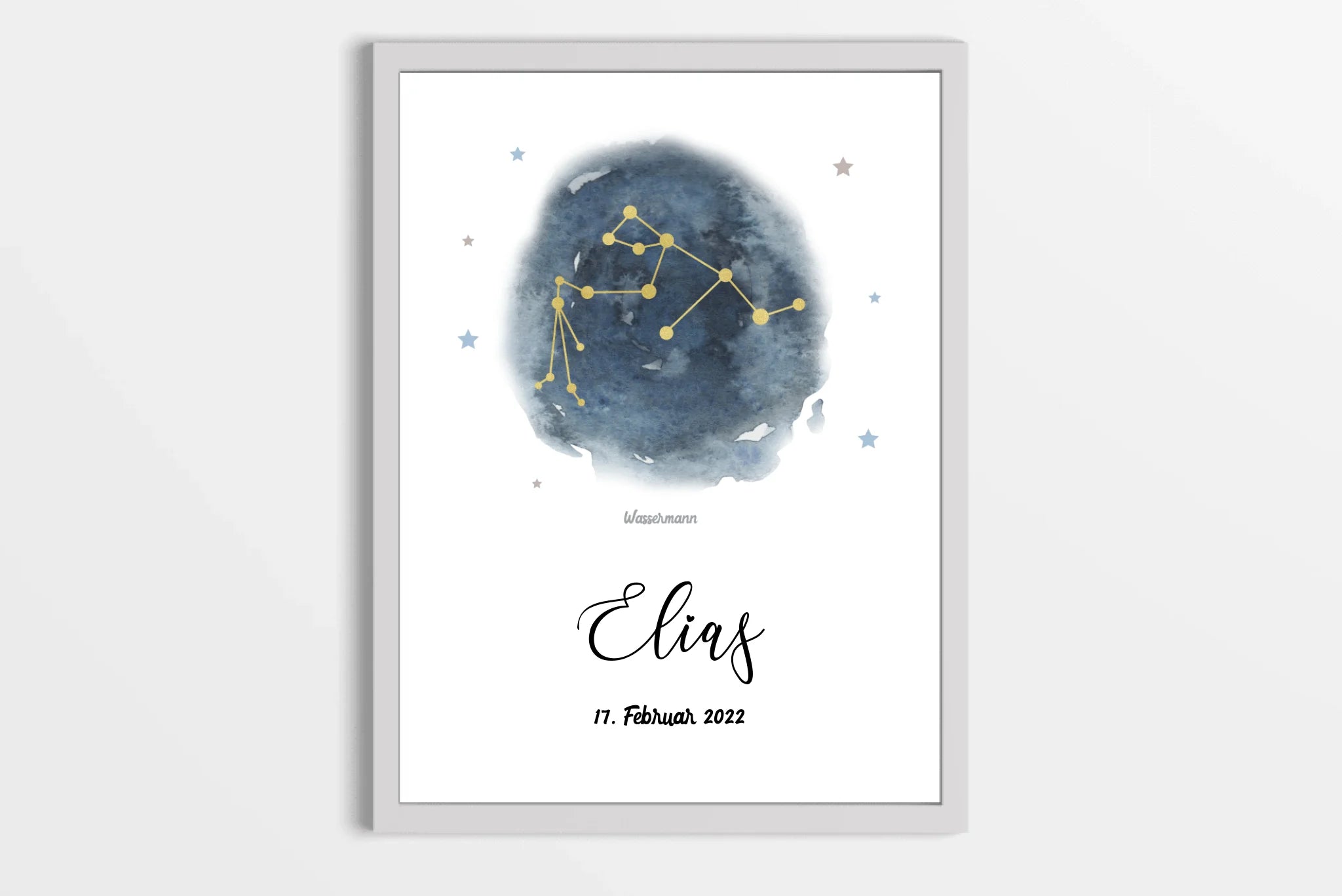 Personalisiertes Sternzeichen Bild zur Geburt • Sternbild Poster mit Name und Datum • Geschenk fürs Baby und moderne Kinderzimmer Deko
