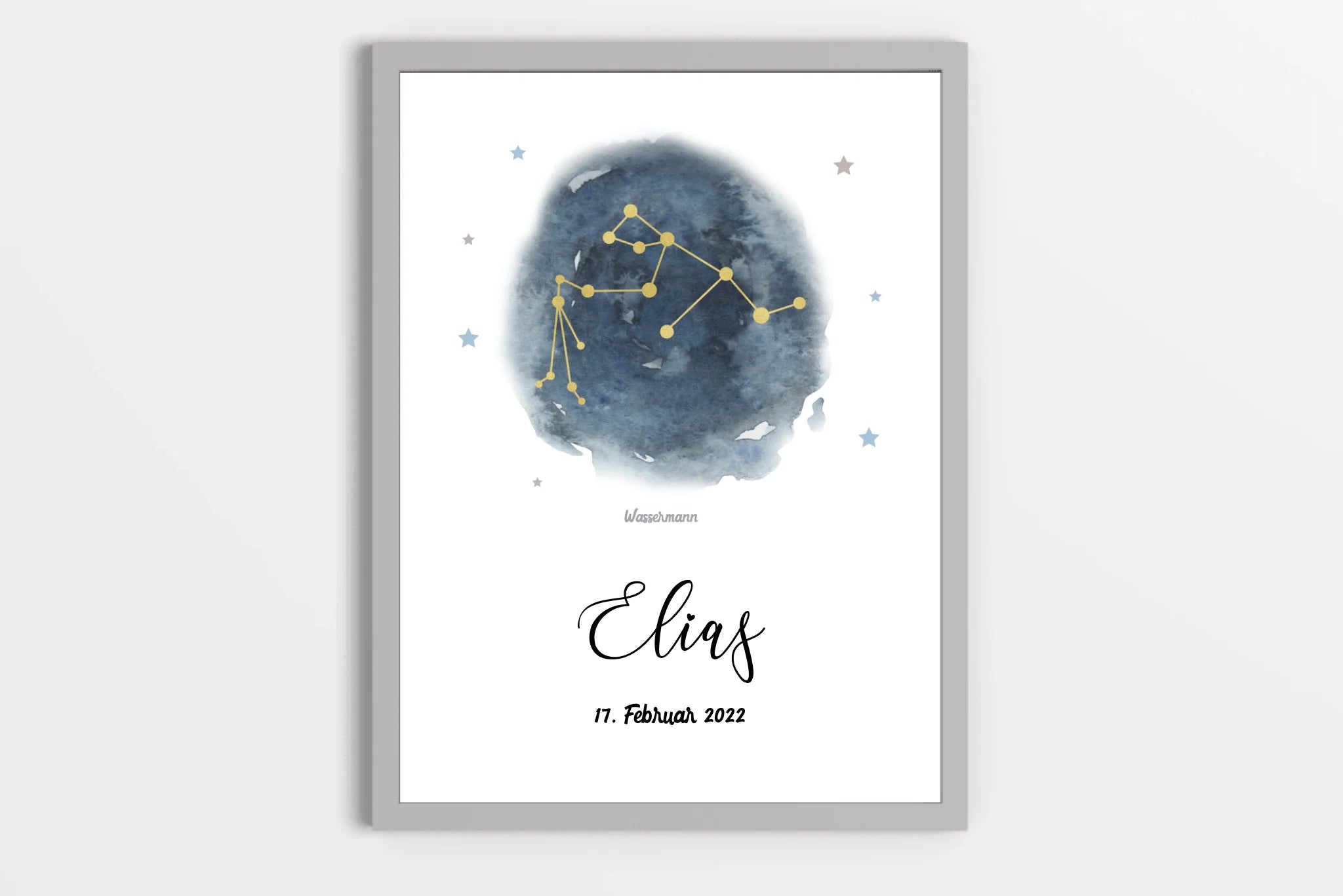 Personalisiertes Sternzeichen Bild zur Geburt • Sternbild Poster mit Name und Datum • Geschenk fürs Baby und moderne Kinderzimmer Deko