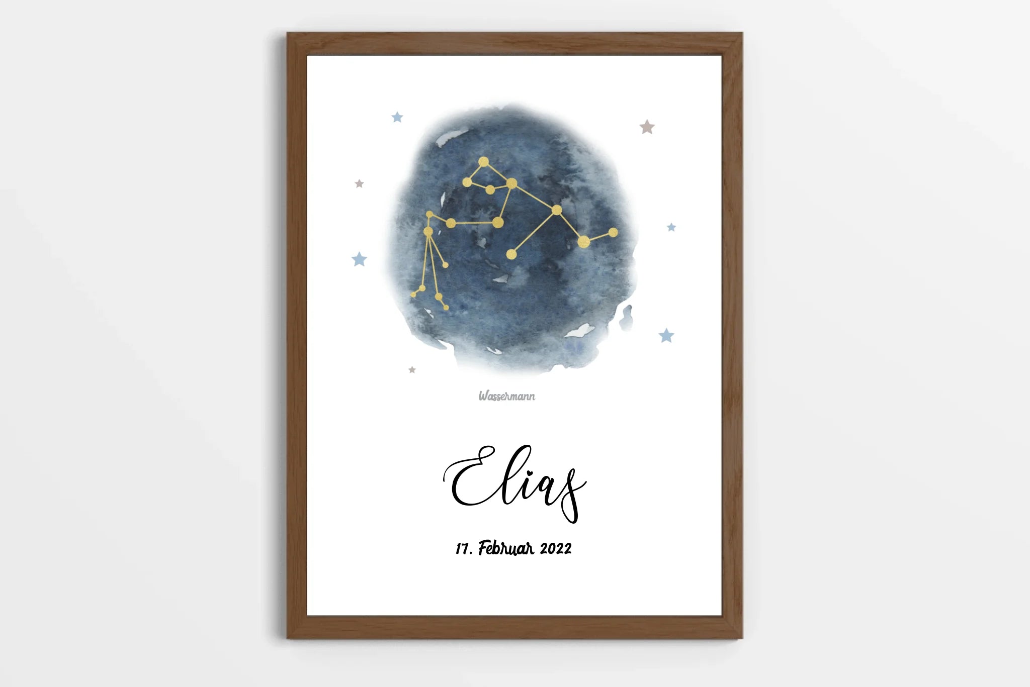 Personalisiertes Sternzeichen Bild zur Geburt • Sternbild Poster mit Name und Datum • Geschenk fürs Baby und moderne Kinderzimmer Deko