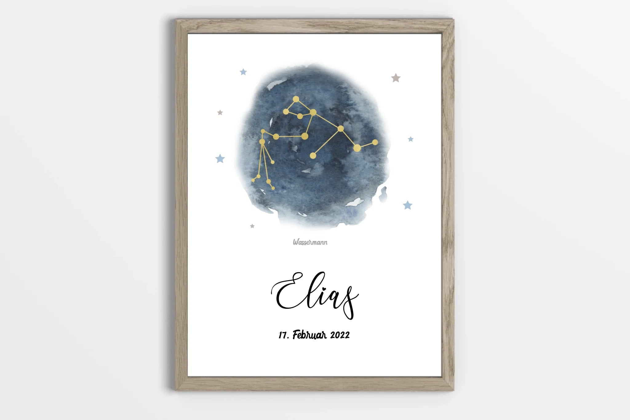 Personalisiertes Sternzeichen Bild zur Geburt • Sternbild Poster mit Name und Datum • Geschenk fürs Baby und moderne Kinderzimmer Deko