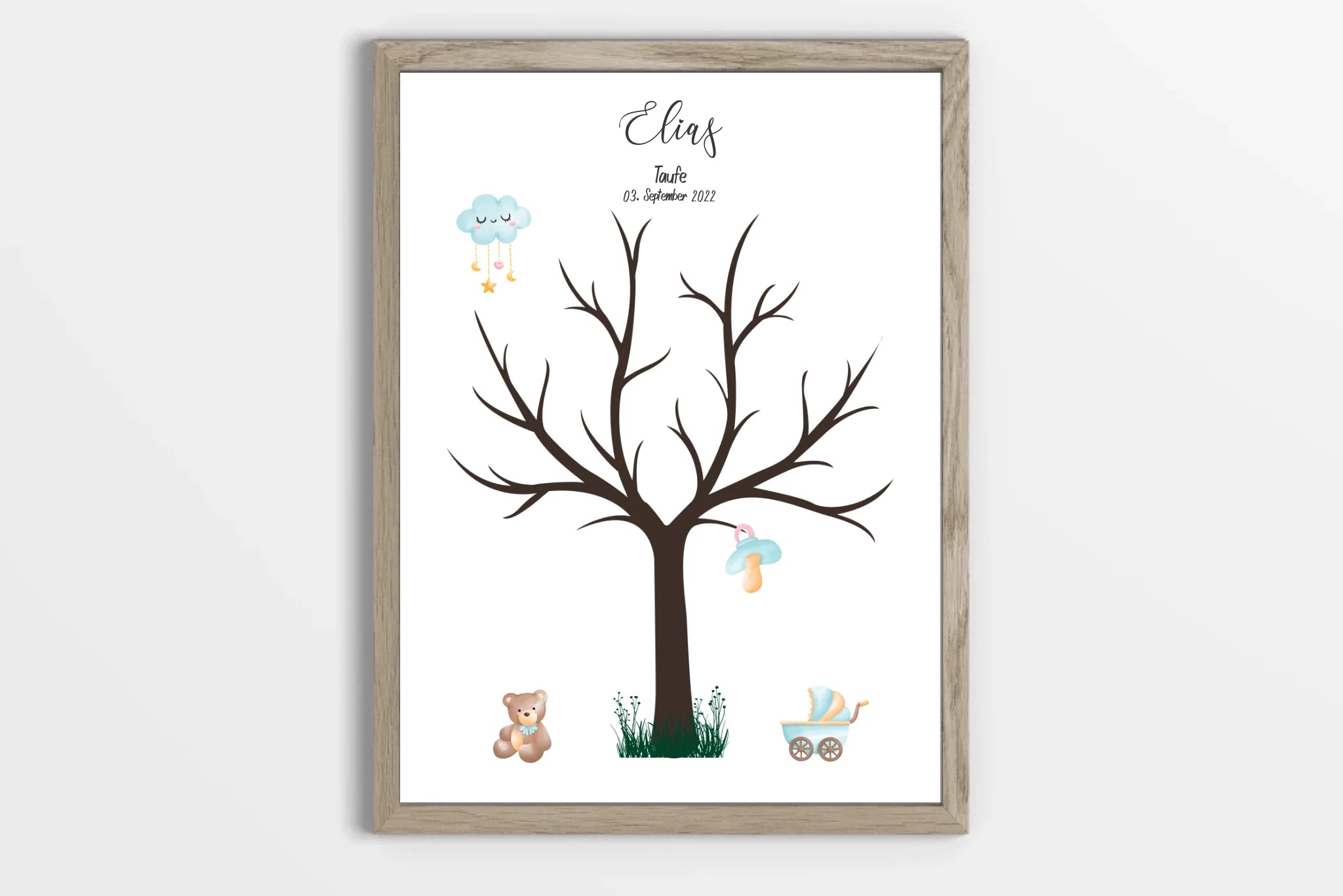 Fingerabdruck Baum zur Taufe • Personalisiertes Taufposter für Jungen & Mädchen • Gästebuch als liebevolle Erinnerung mit Namen und Datum