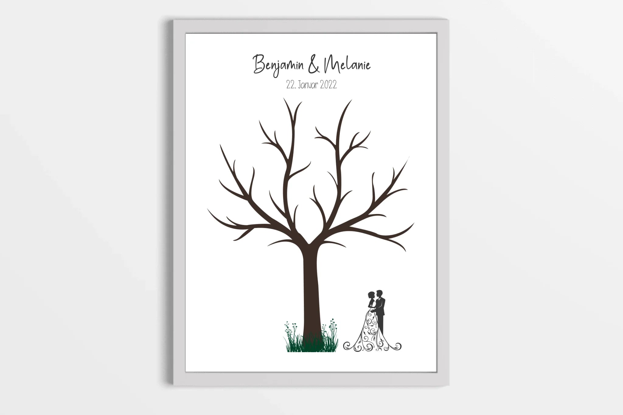 Fingerabdruck Baum Gästebuch zur Trauung • Personalisiertes Poster mit Namen & Datum • Erinnerung und Unterschriftenbaum