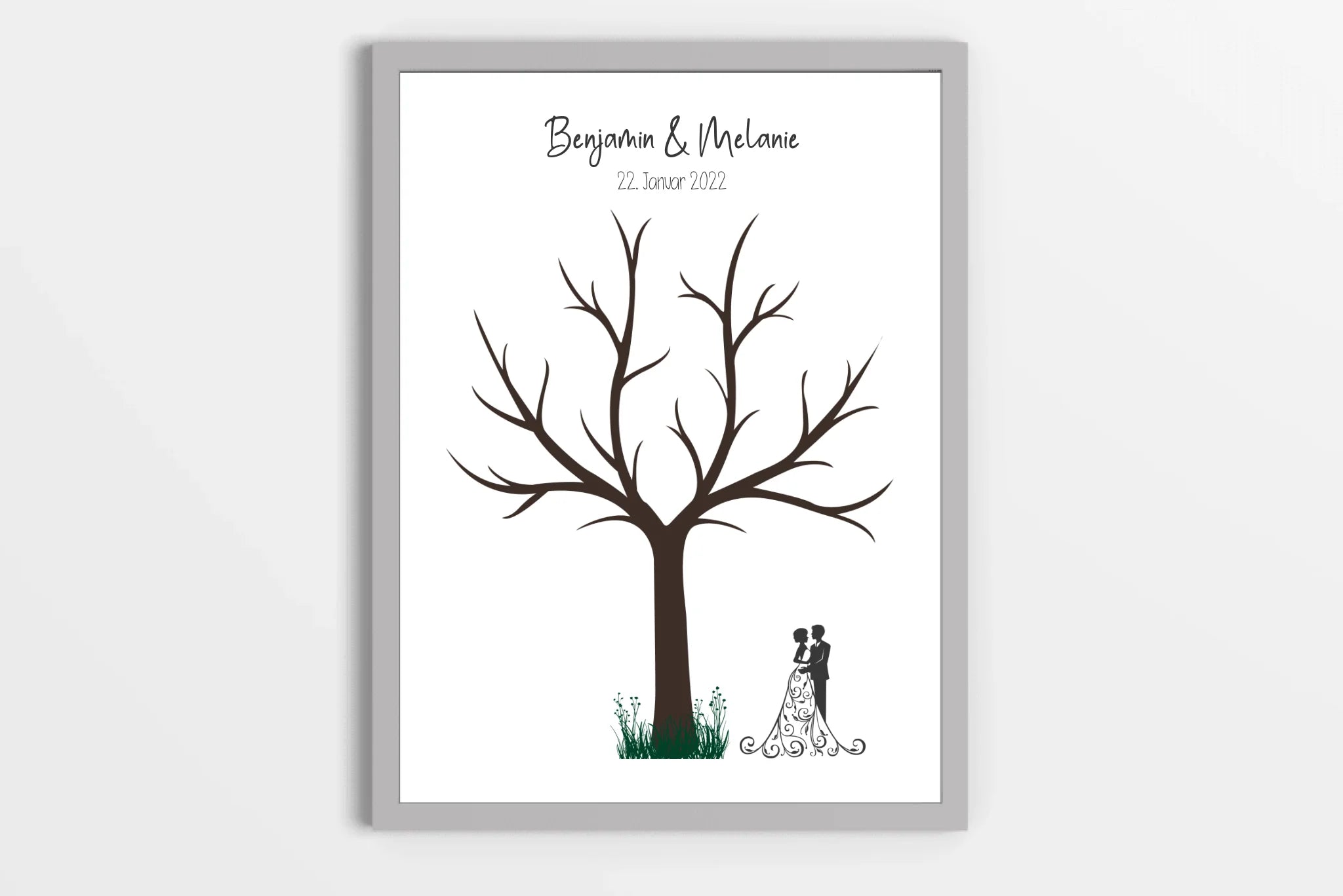 Fingerabdruck Baum Gästebuch zur Trauung • Personalisiertes Poster mit Namen & Datum • Erinnerung und Unterschriftenbaum