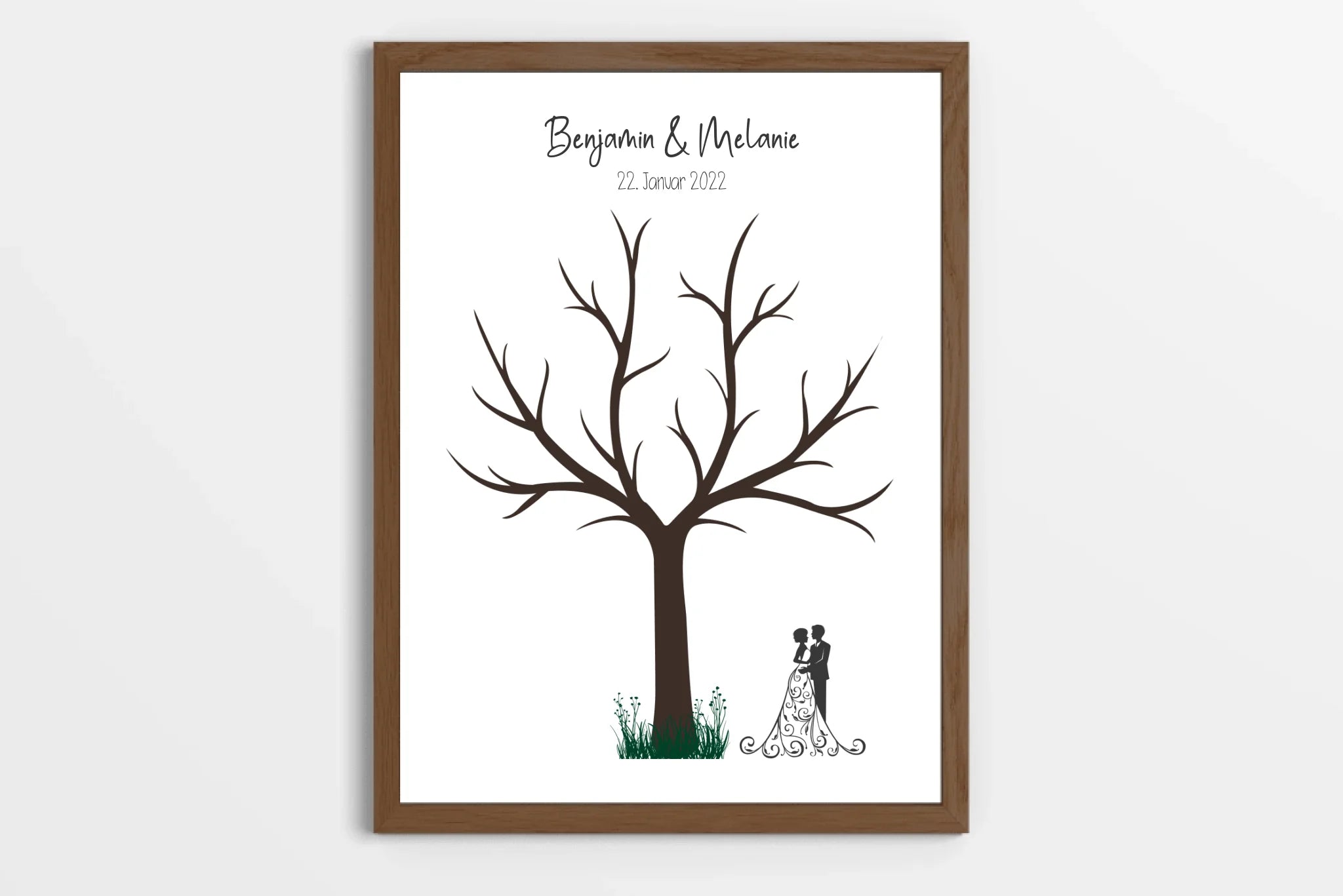 Fingerabdruck Baum Gästebuch zur Trauung • Personalisiertes Poster mit Namen & Datum • Erinnerung und Unterschriftenbaum