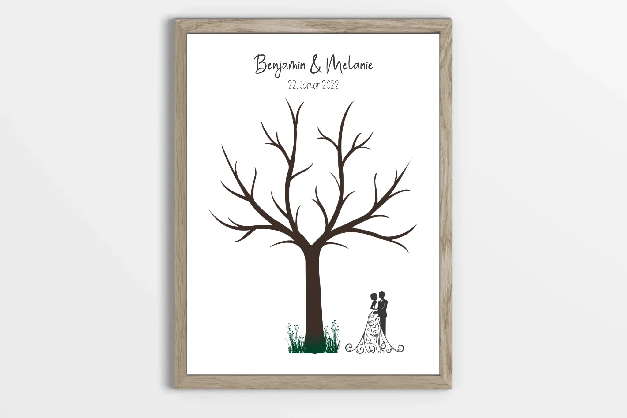 Fingerabdruck Baum Gästebuch zur Trauung • Personalisiertes Poster mit Namen & Datum • Erinnerung und Unterschriftenbaum