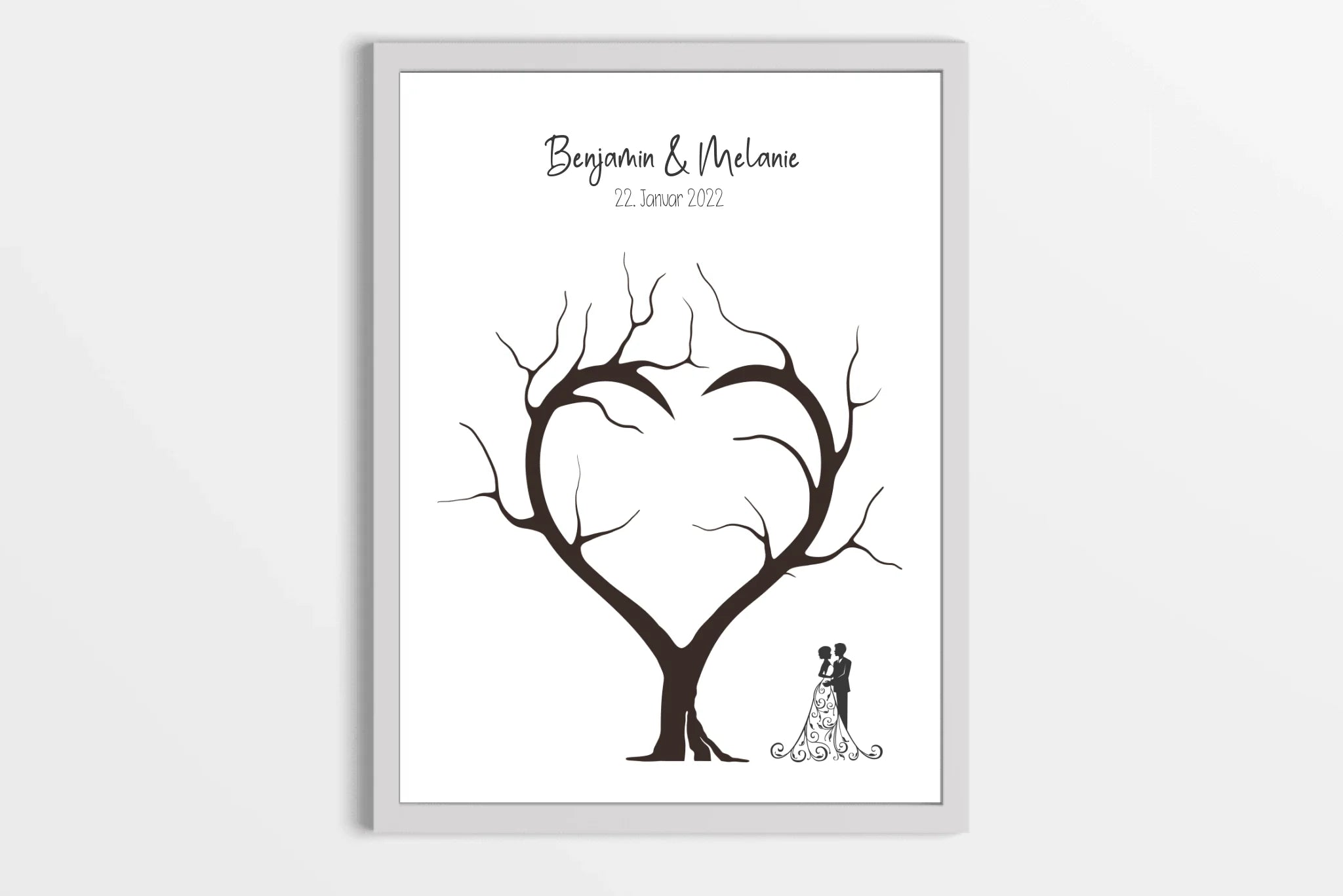 Fingerabdruck Herzbaum Hochzeit • Personalisiertes Gästebuch Poster mit Namen & Datum • Erinnerung an euren großen Tag