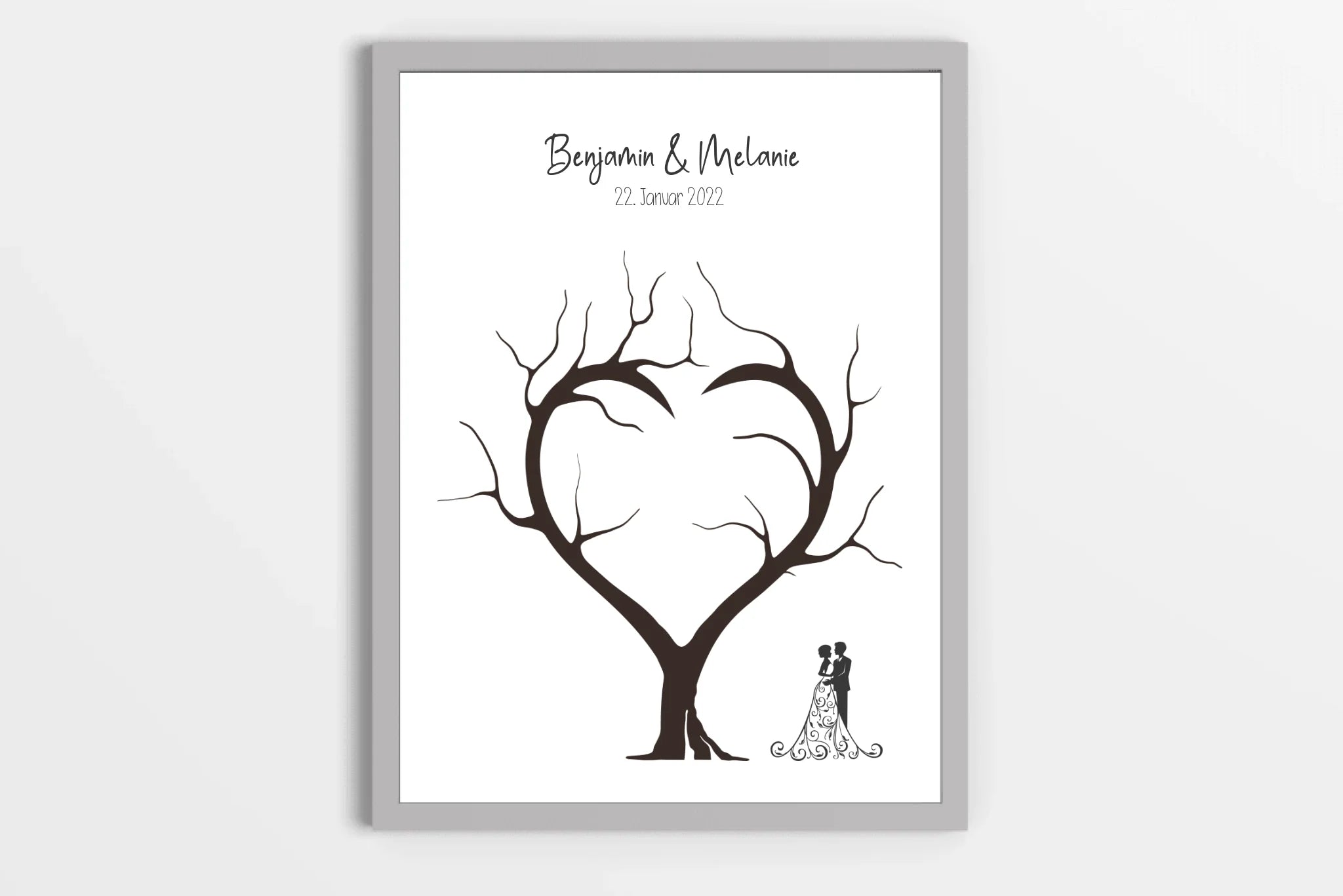 Fingerabdruck Herzbaum Hochzeit • Personalisiertes Gästebuch Poster mit Namen & Datum • Erinnerung an euren großen Tag
