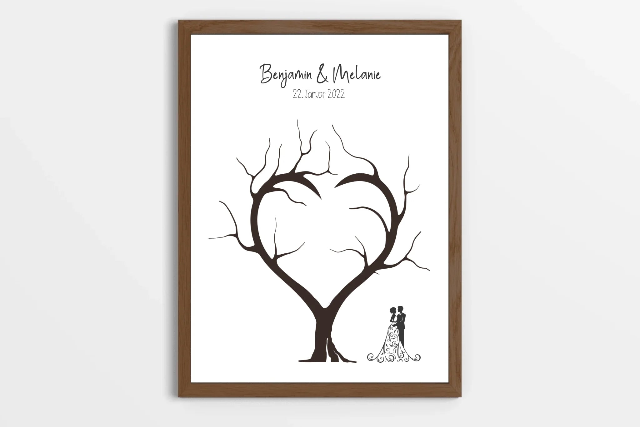 Fingerabdruck Herzbaum Hochzeit • Personalisiertes Gästebuch Poster mit Namen & Datum • Erinnerung an euren großen Tag