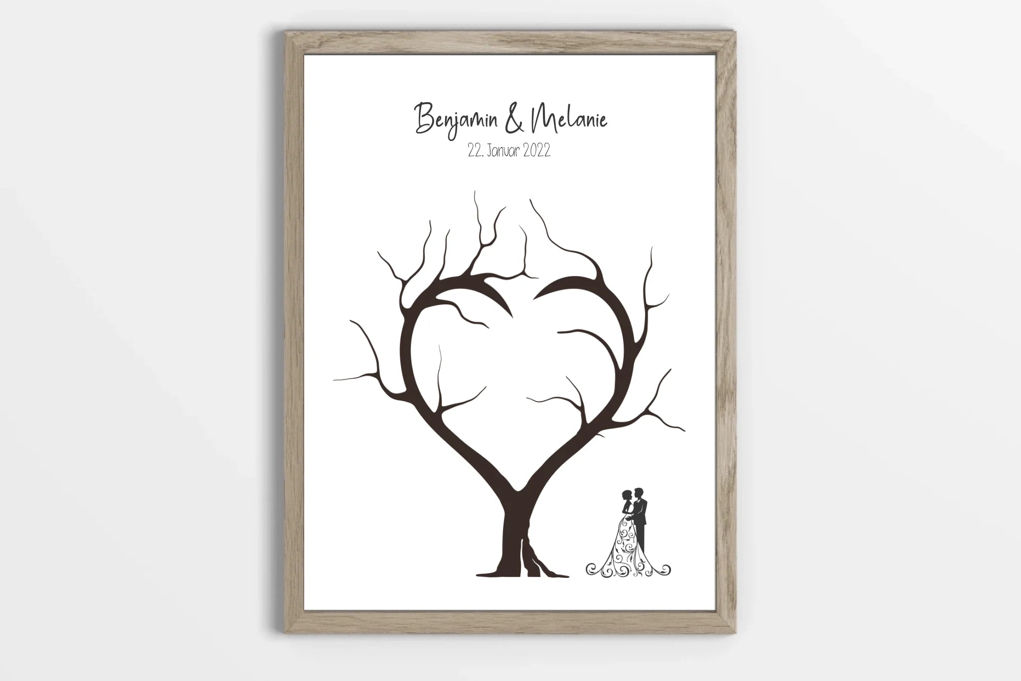 Fingerabdruck Herzbaum Hochzeit • Personalisiertes Gästebuch Poster mit Namen & Datum • Erinnerung an euren großen Tag