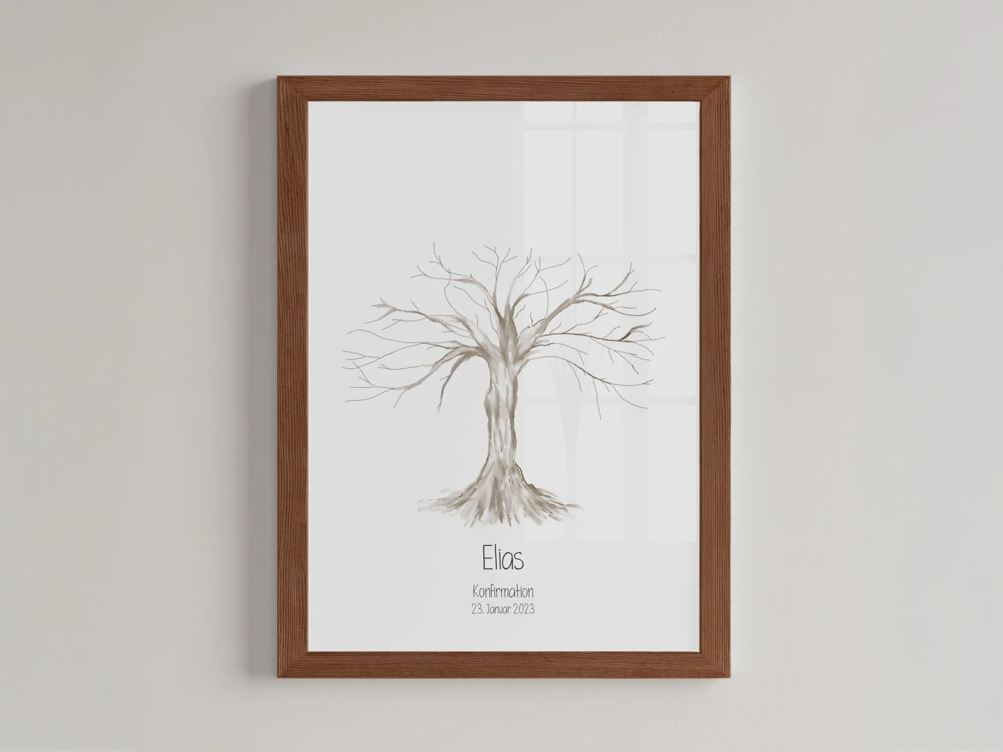 Fingerabdruck Baum Gästebuch • Personalisiertes Poster für Kommunion, Konfirmation, Taufe oder Geburtstag • Erinnerung mit Name und Datum