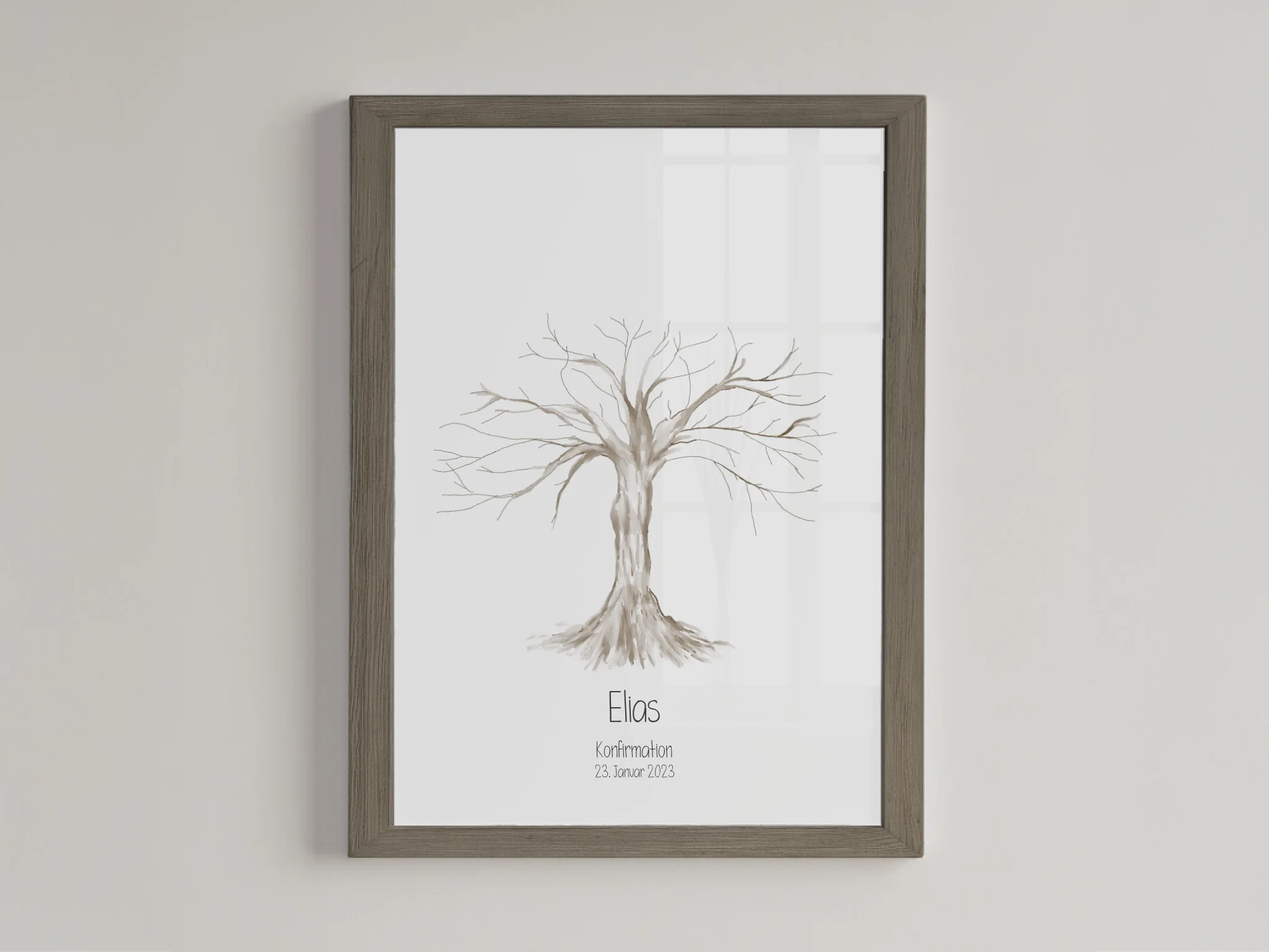 Fingerabdruck Baum Gästebuch • Personalisiertes Poster für Kommunion, Konfirmation, Taufe oder Geburtstag • Erinnerung mit Name und Datum