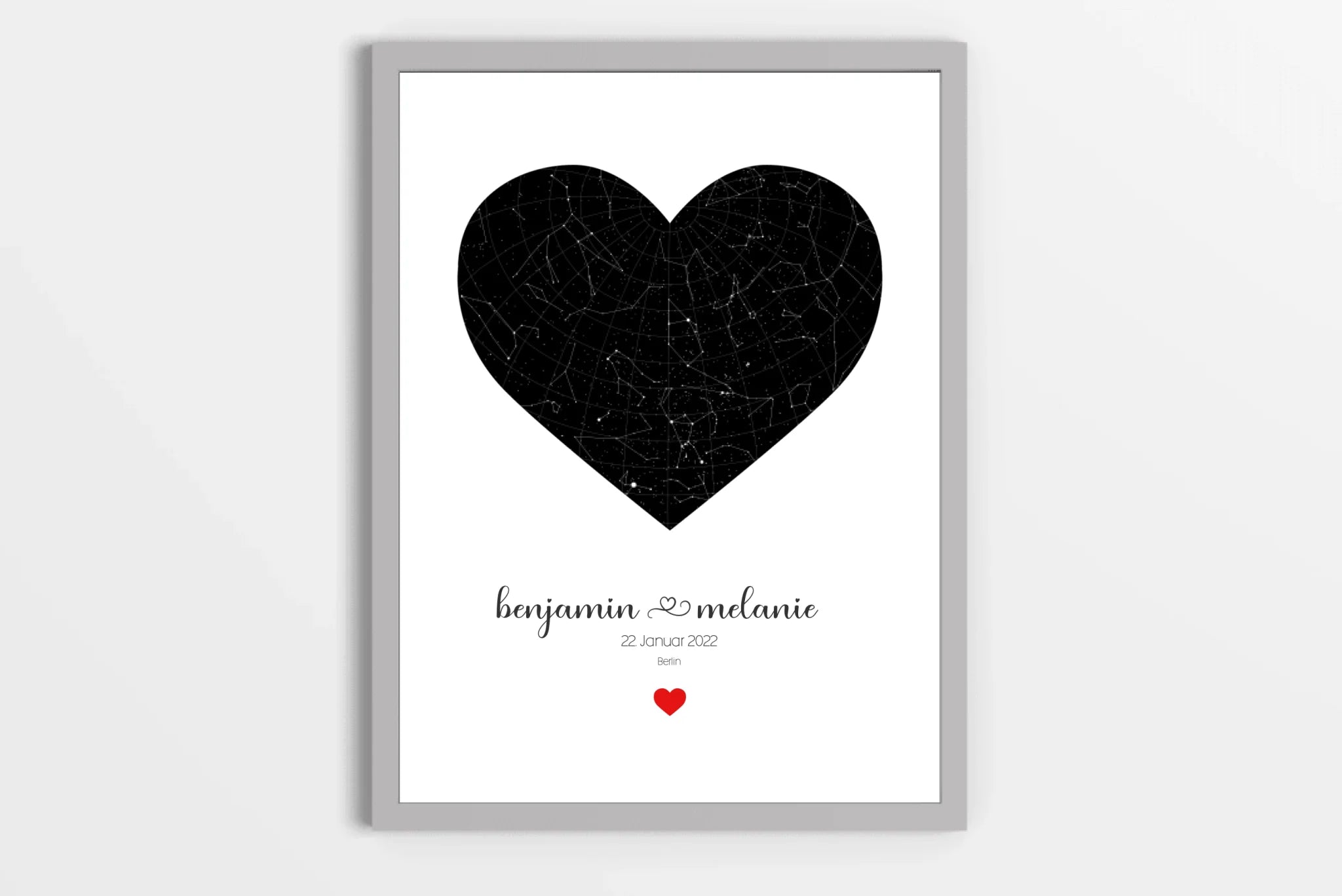 Personalisierter Sternhimmel zur Hochzeit • Sternenkarte in Herzform mit Namen und Datum • Geschenk für Brautpaar & Hochzeitstag