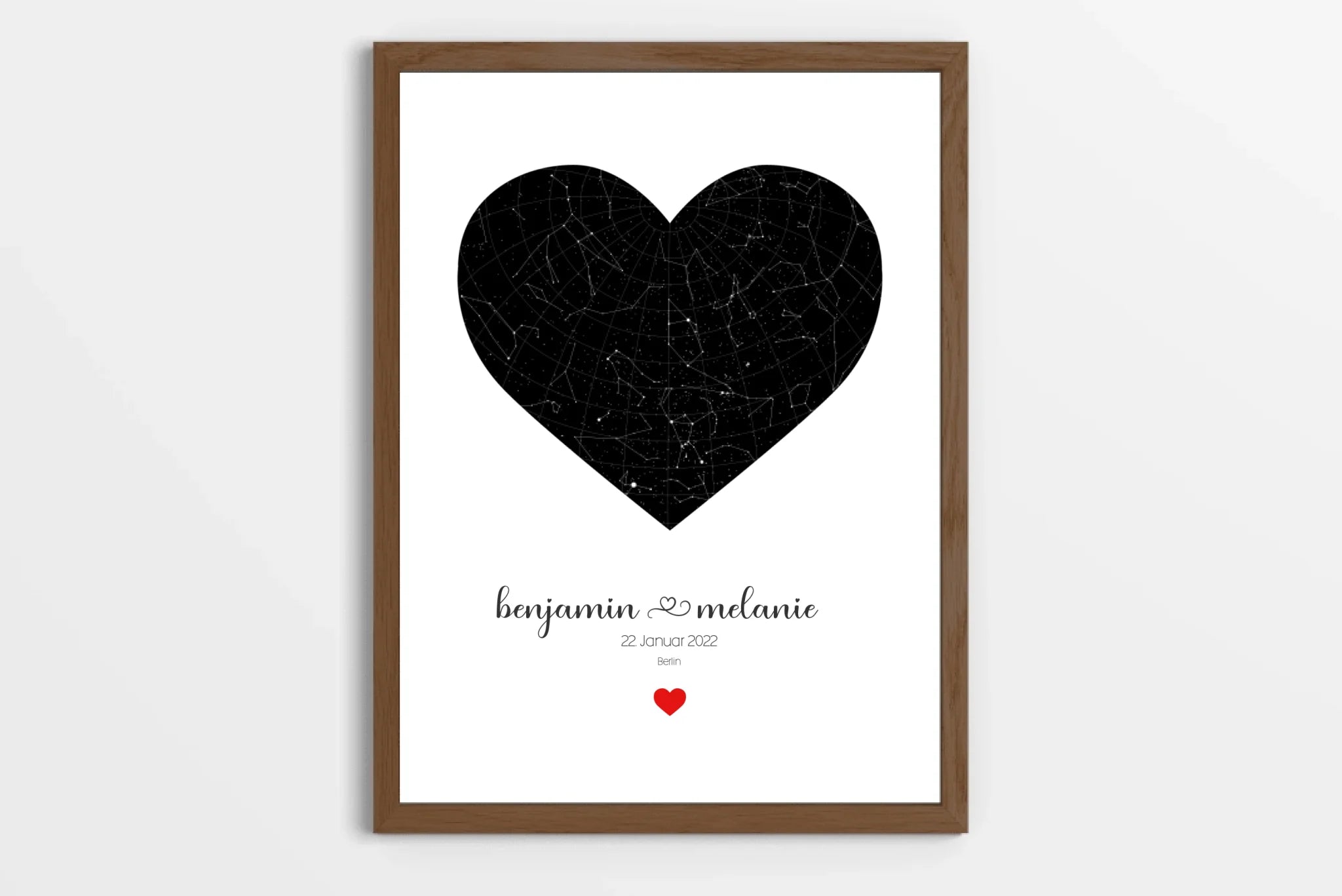 Personalisierter Sternhimmel zur Hochzeit • Sternenkarte in Herzform mit Namen und Datum • Geschenk für Brautpaar & Hochzeitstag