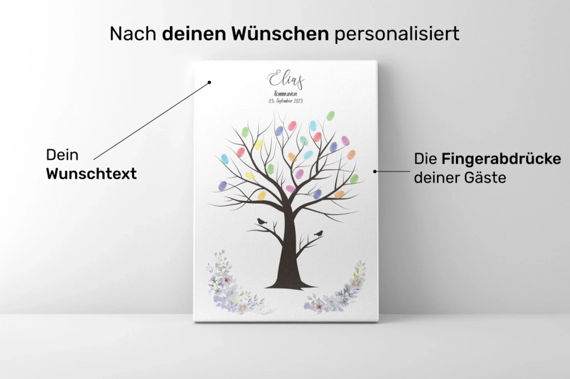 Produkt Kommunion Baum Vögel personalisiert