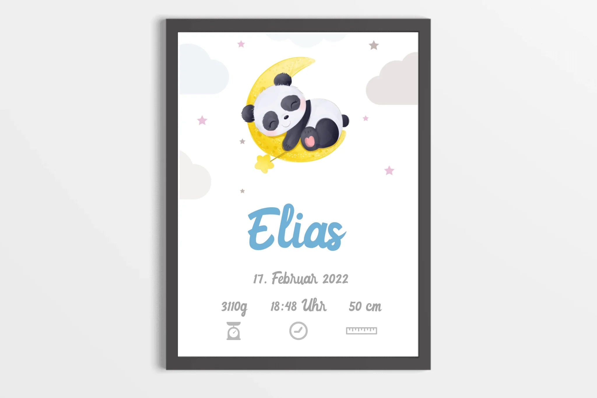 Personalisiertes Geburtsbild mit Tiermotiv • Baby Poster mit Namen & Geburtsdaten • Geschenk zur Geburt oder Taufe