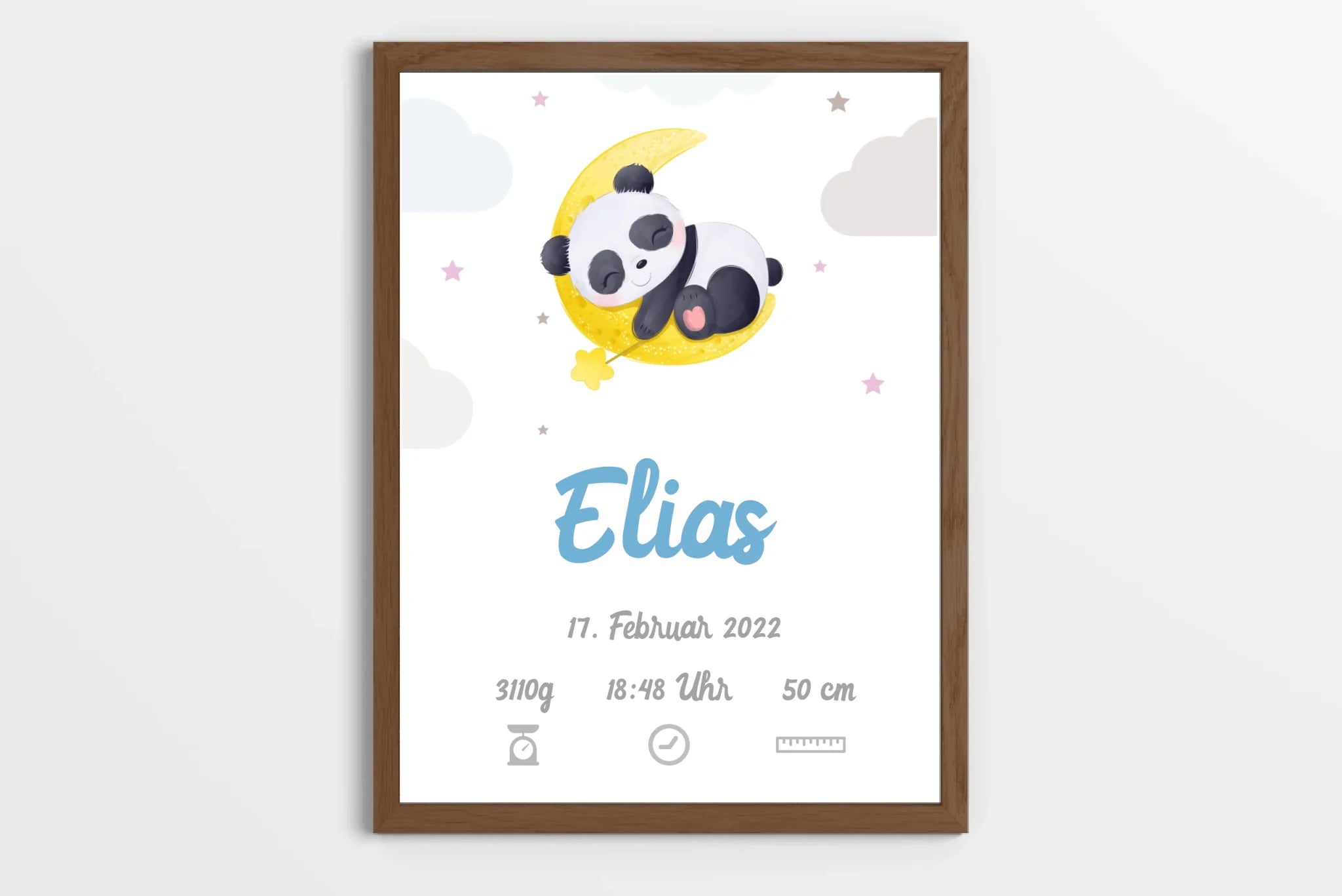 Personalisiertes Geburtsbild mit Tiermotiv • Baby Poster mit Namen & Geburtsdaten • Geschenk zur Geburt oder Taufe