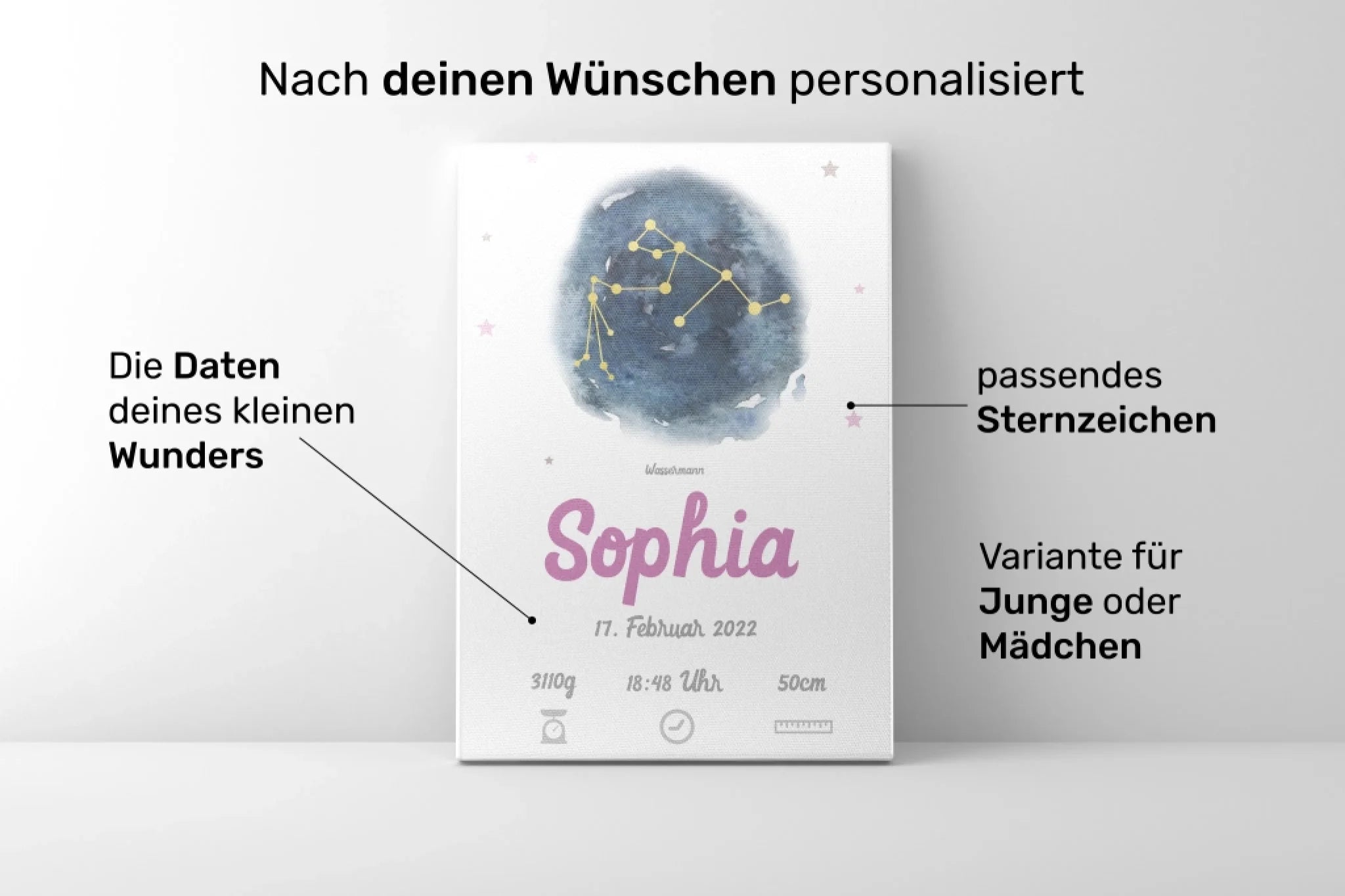 Produkt Geburtsdaten Sternzeichen personalisiert