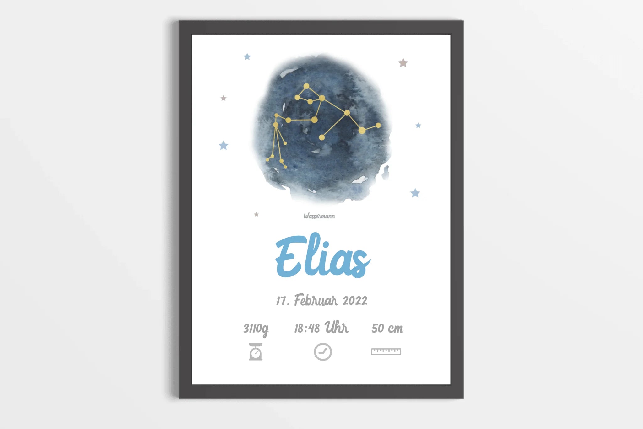 Personalisiertes Sternzeichen Geburtsbild • Baby Poster mit Namen & Geburtsdaten • Geschenk zur Geburt oder Taufe