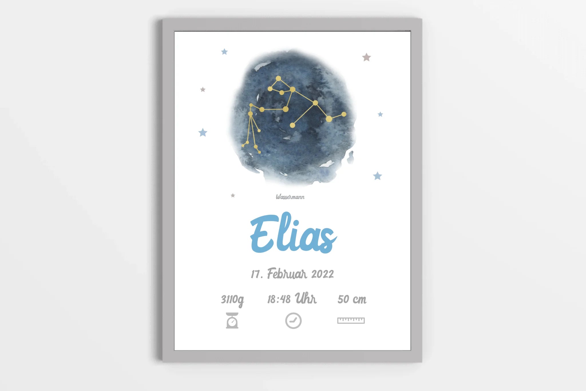 Personalisiertes Sternzeichen Geburtsbild • Baby Poster mit Namen & Geburtsdaten • Geschenk zur Geburt oder Taufe