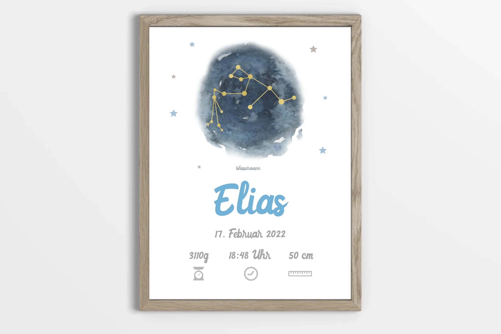 Personalisiertes Sternzeichen Geburtsbild • Baby Poster mit Namen & Geburtsdaten • Geschenk zur Geburt oder Taufe